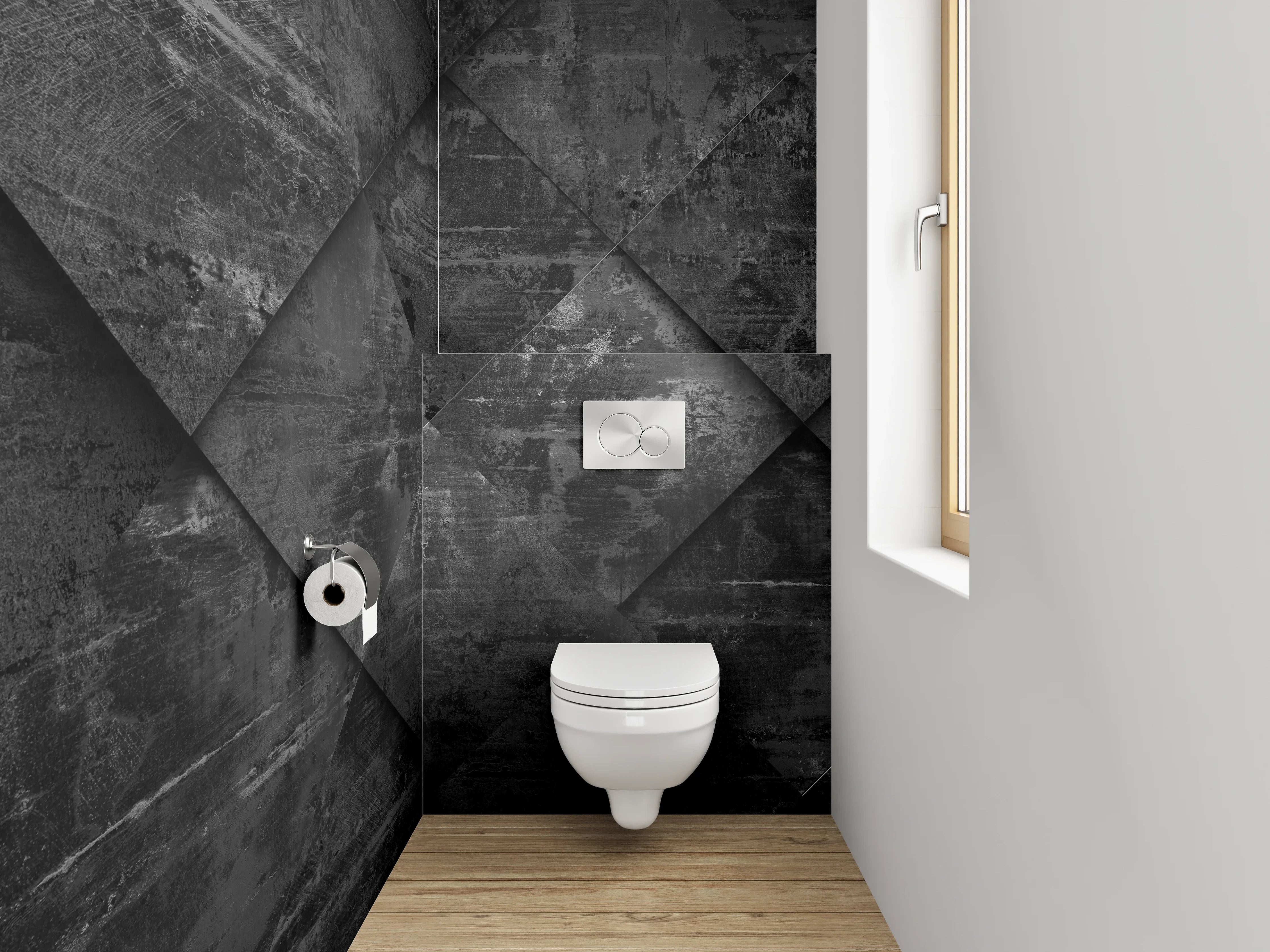 WC-Rückwand - Dunkle Metall-Optik Wandverkleidung