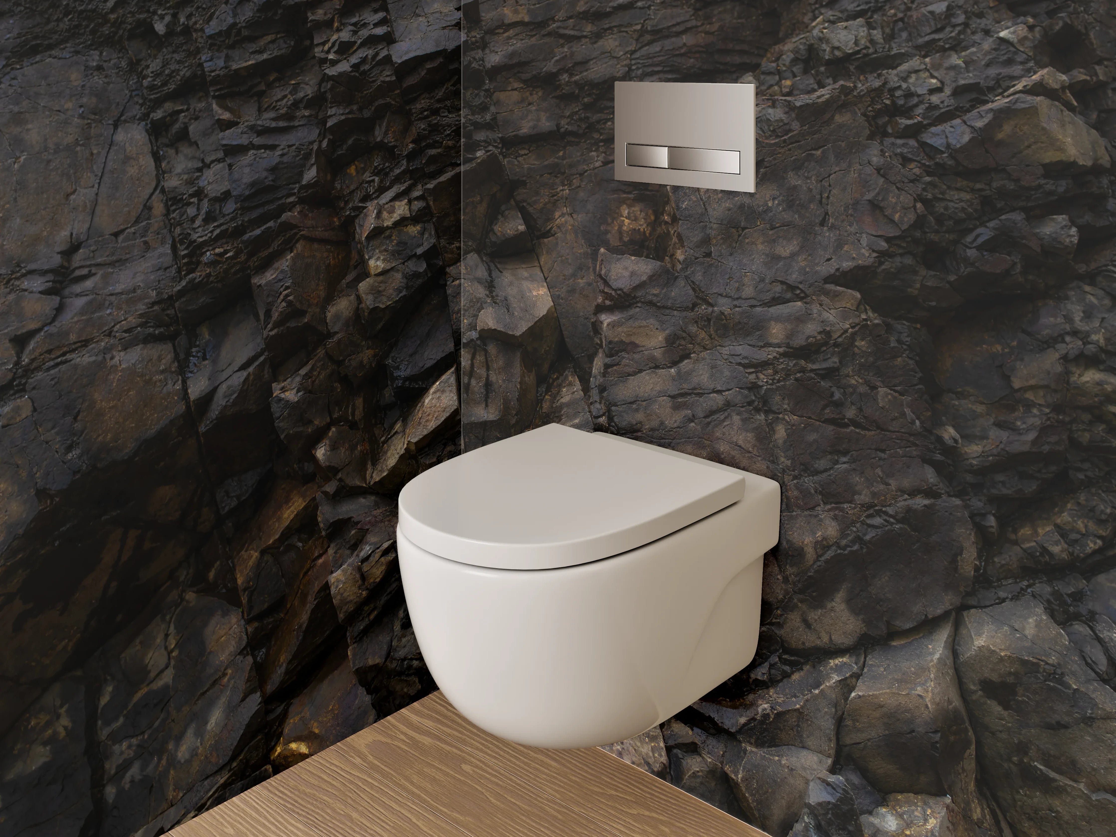 WC-Rückwand - Dunkle Naturstein-Struktur Felswand