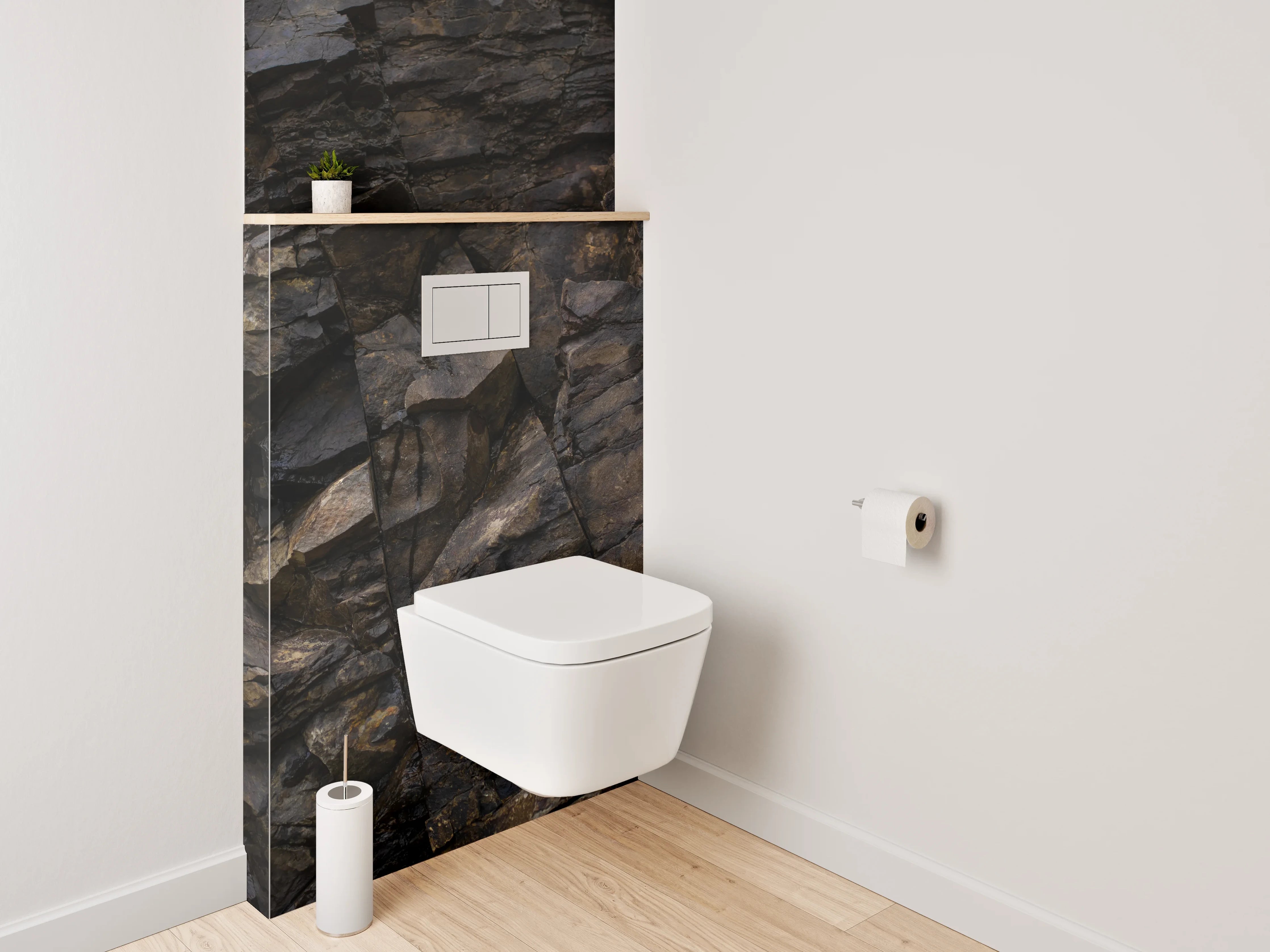 WC-Rückwand - Dunkle Naturstein-Struktur Felswand