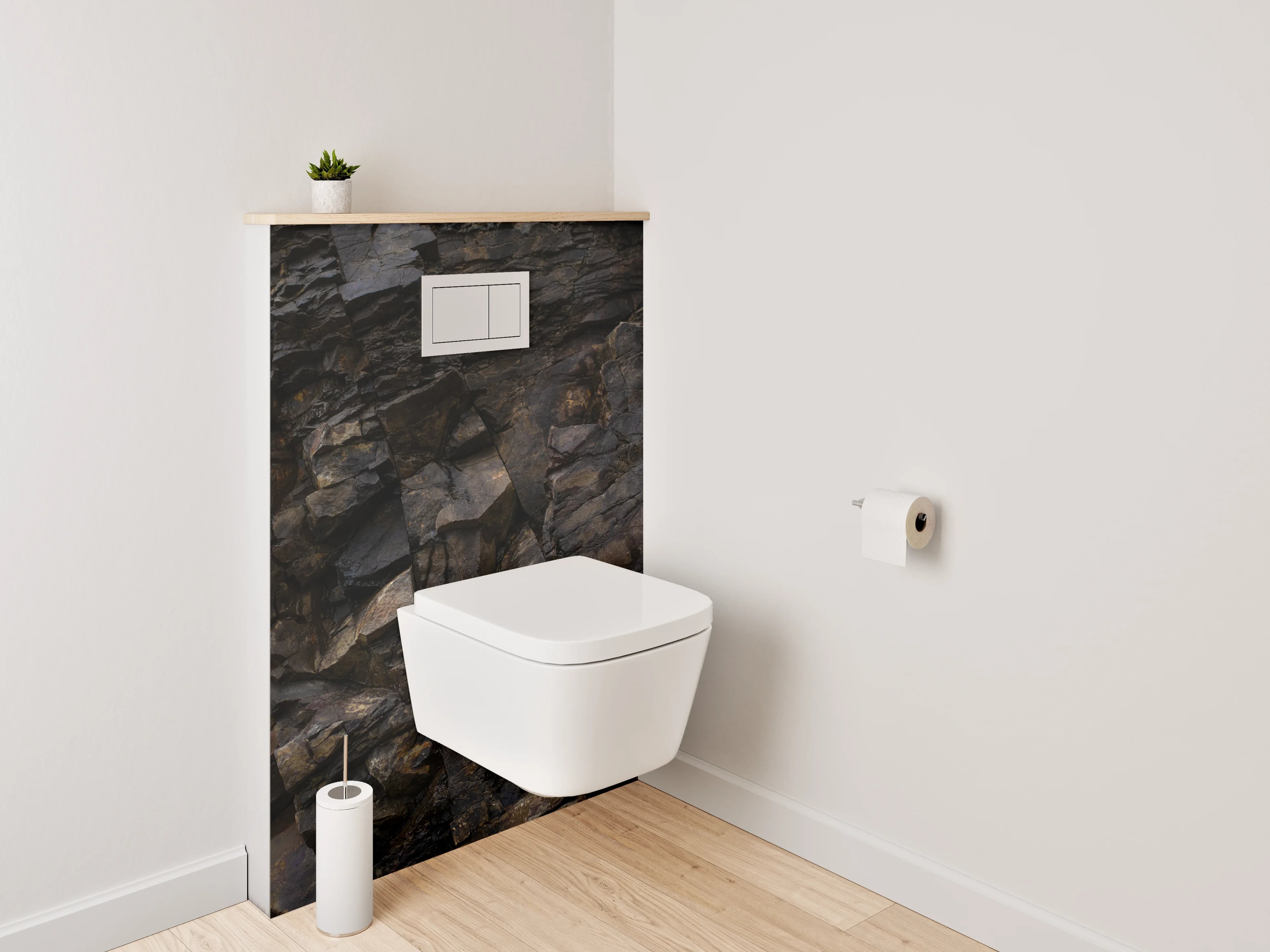 WC-Rückwand - Dunkle Naturstein-Struktur Felswand