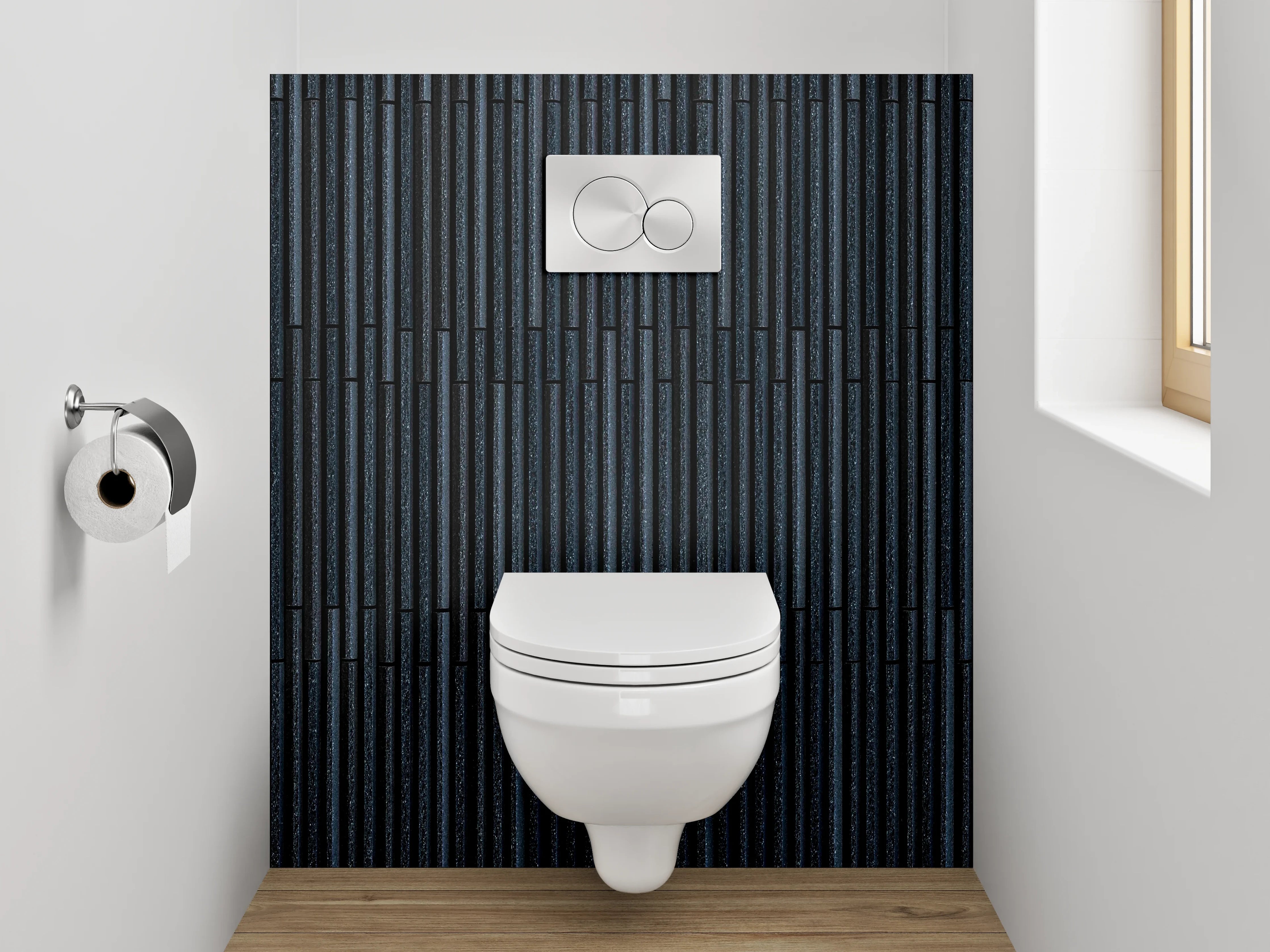 WC-Rückwand - Dunkle Rillenstruktur Modern