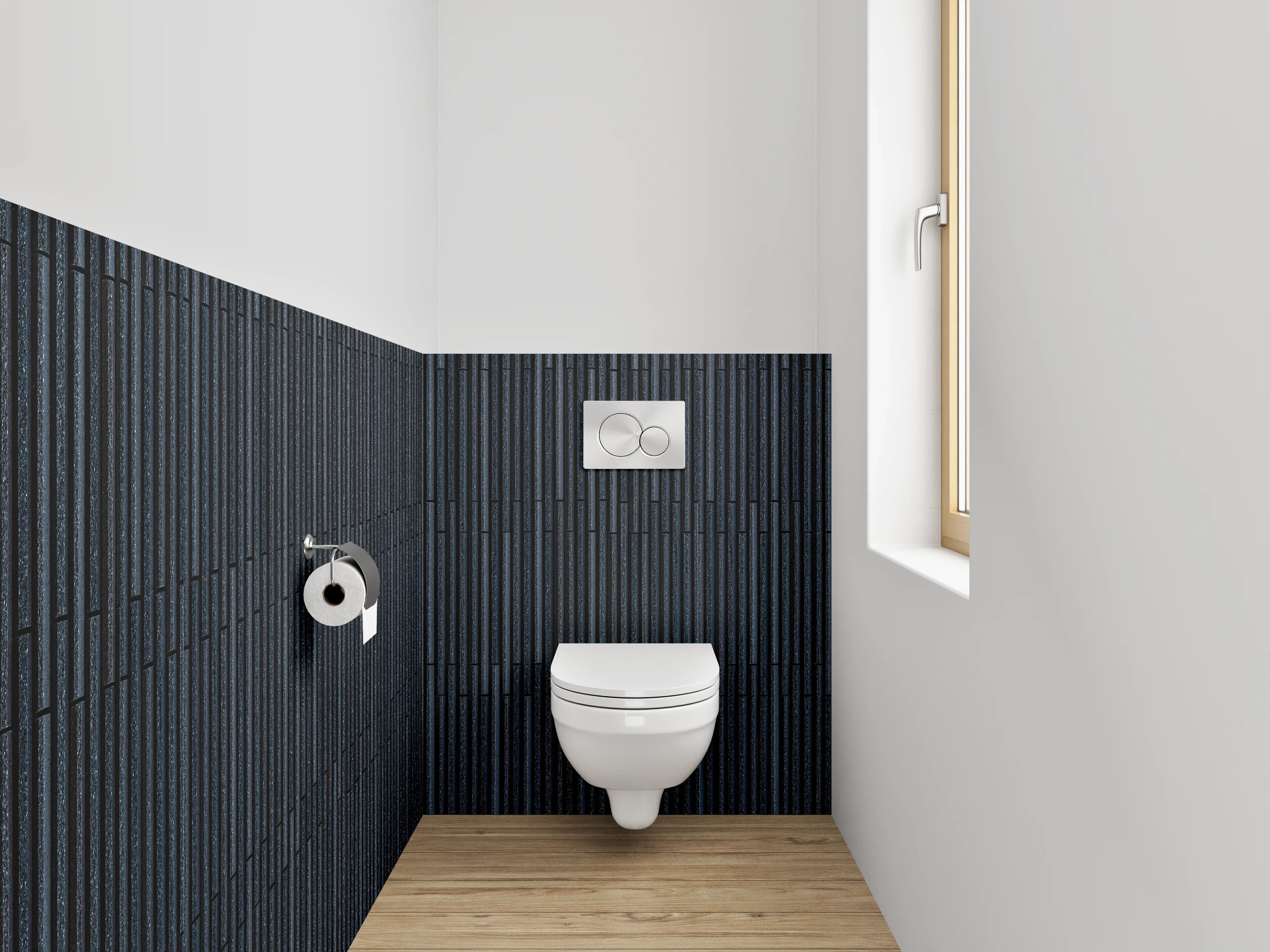 WC-Rückwand - Dunkle Rillenstruktur Modern