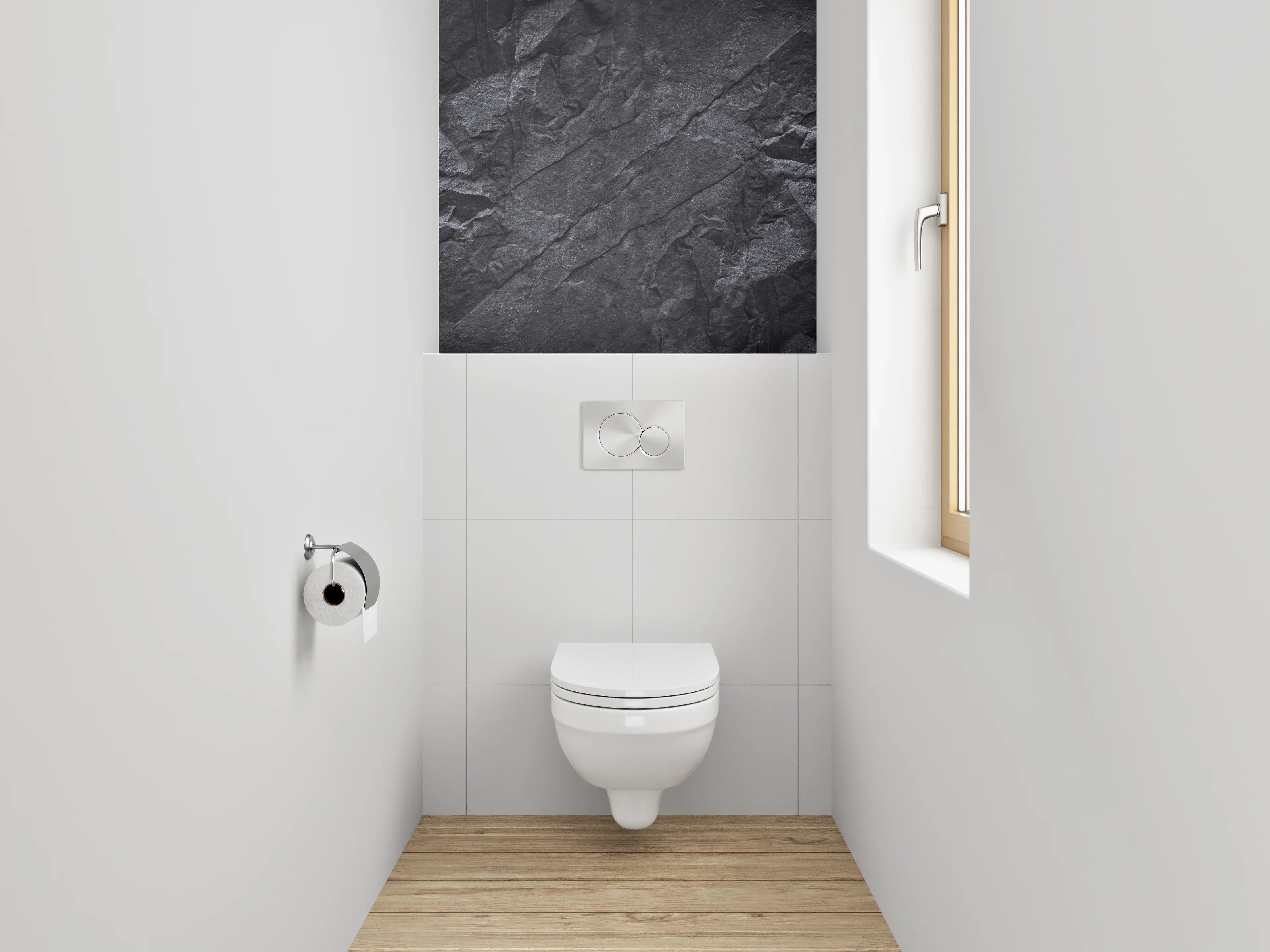 WC-Rückwand - Dunkle Schieferoptik Felsstruktur