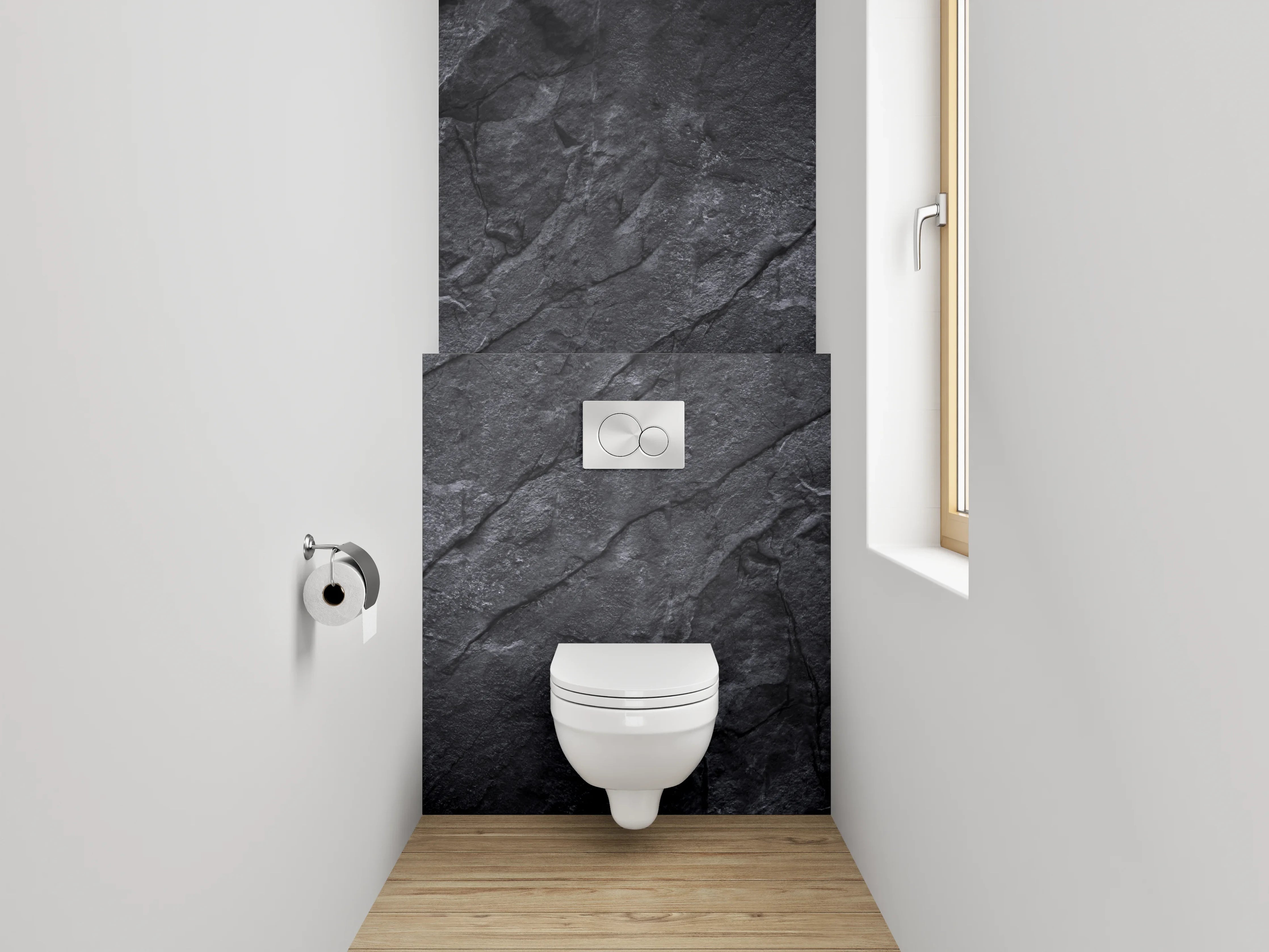 WC-Rückwand - Dunkle Schieferoptik Felsstruktur