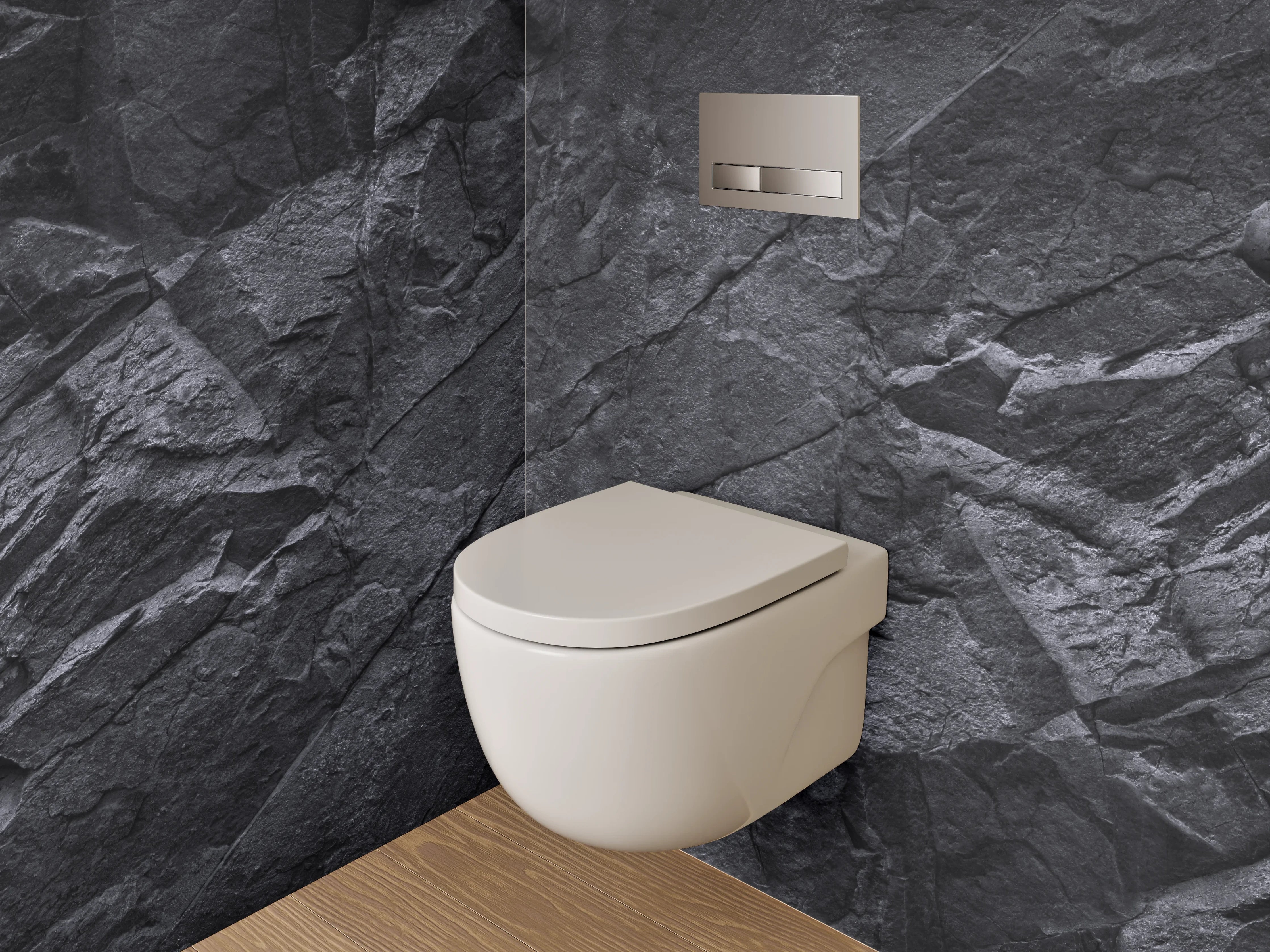 WC-Rückwand - Dunkle Schieferoptik Felsstruktur