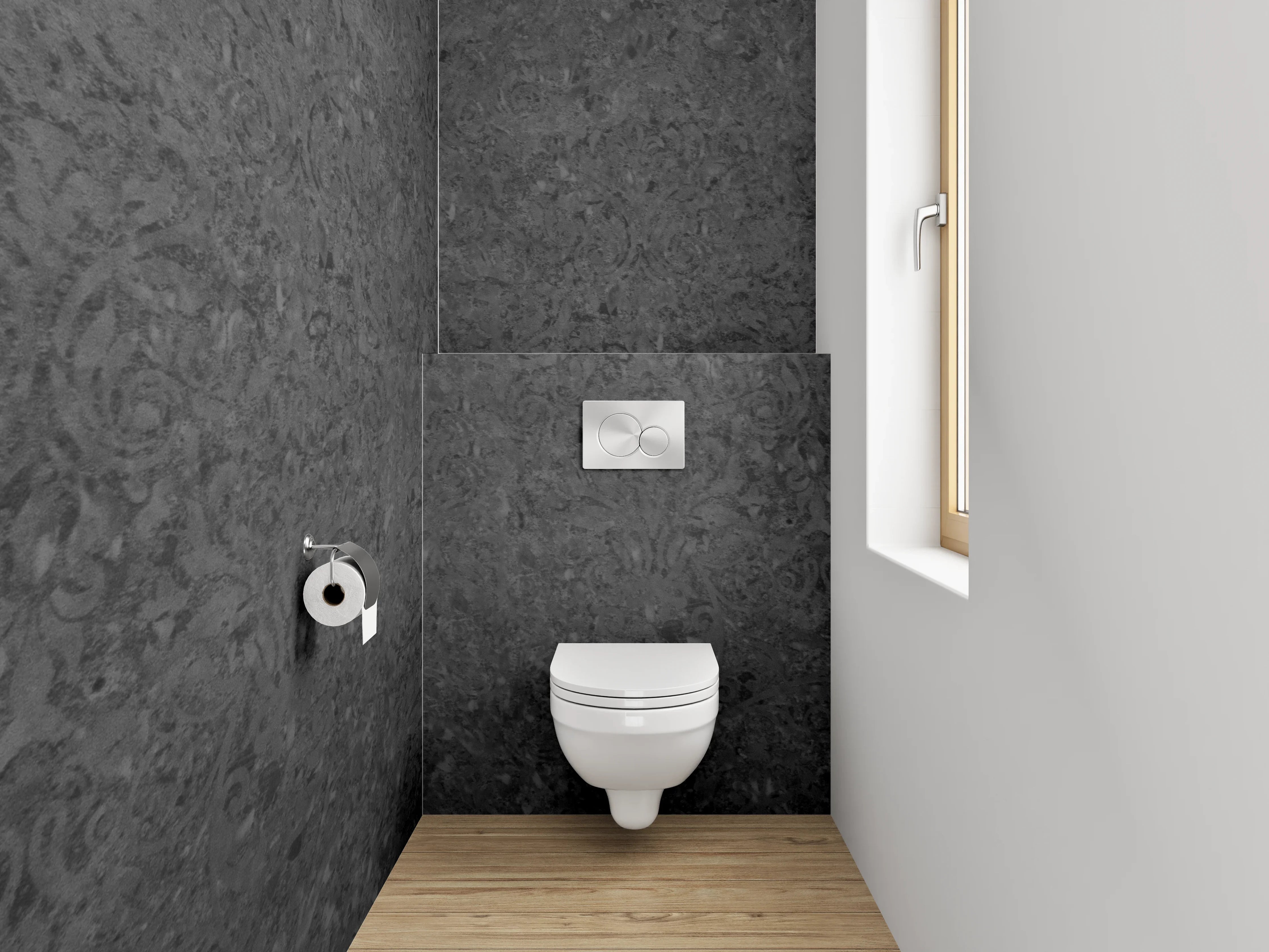 WC-Rückwand - Dunkle Steintafel mit Textur