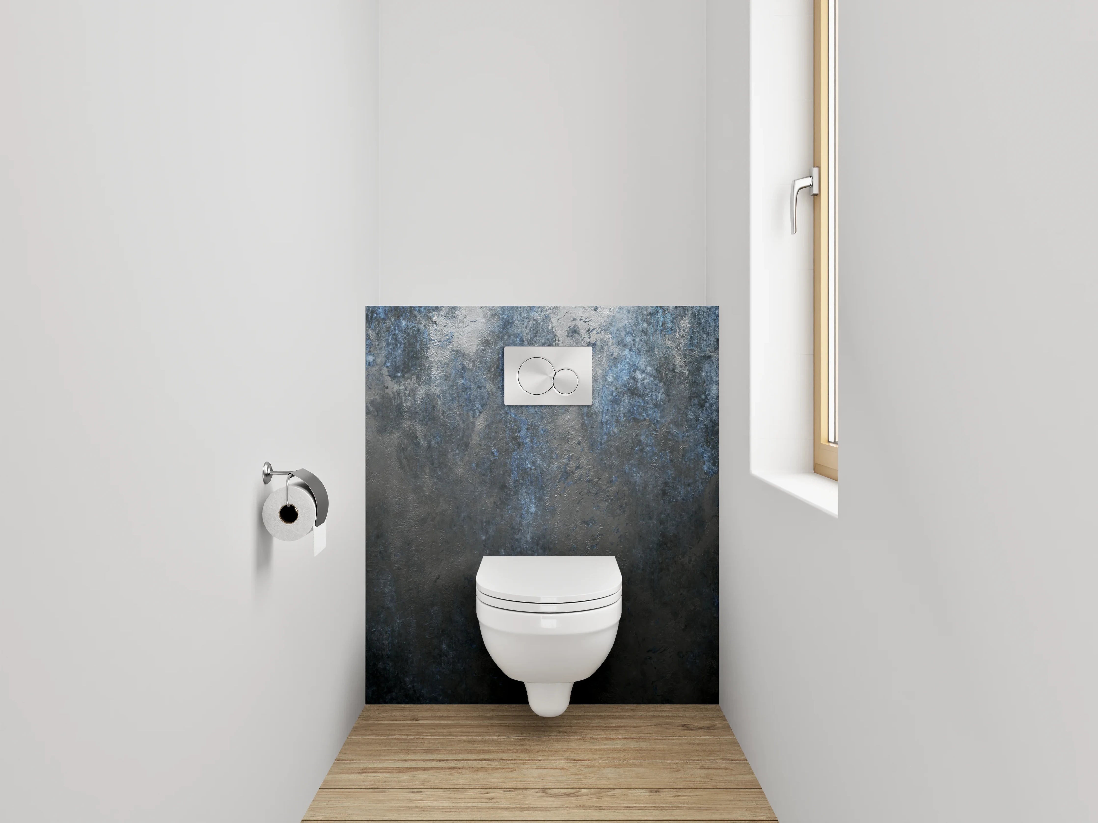 WC-Rückwand - Dunkle abstrakte Wandoptik Blau Grau