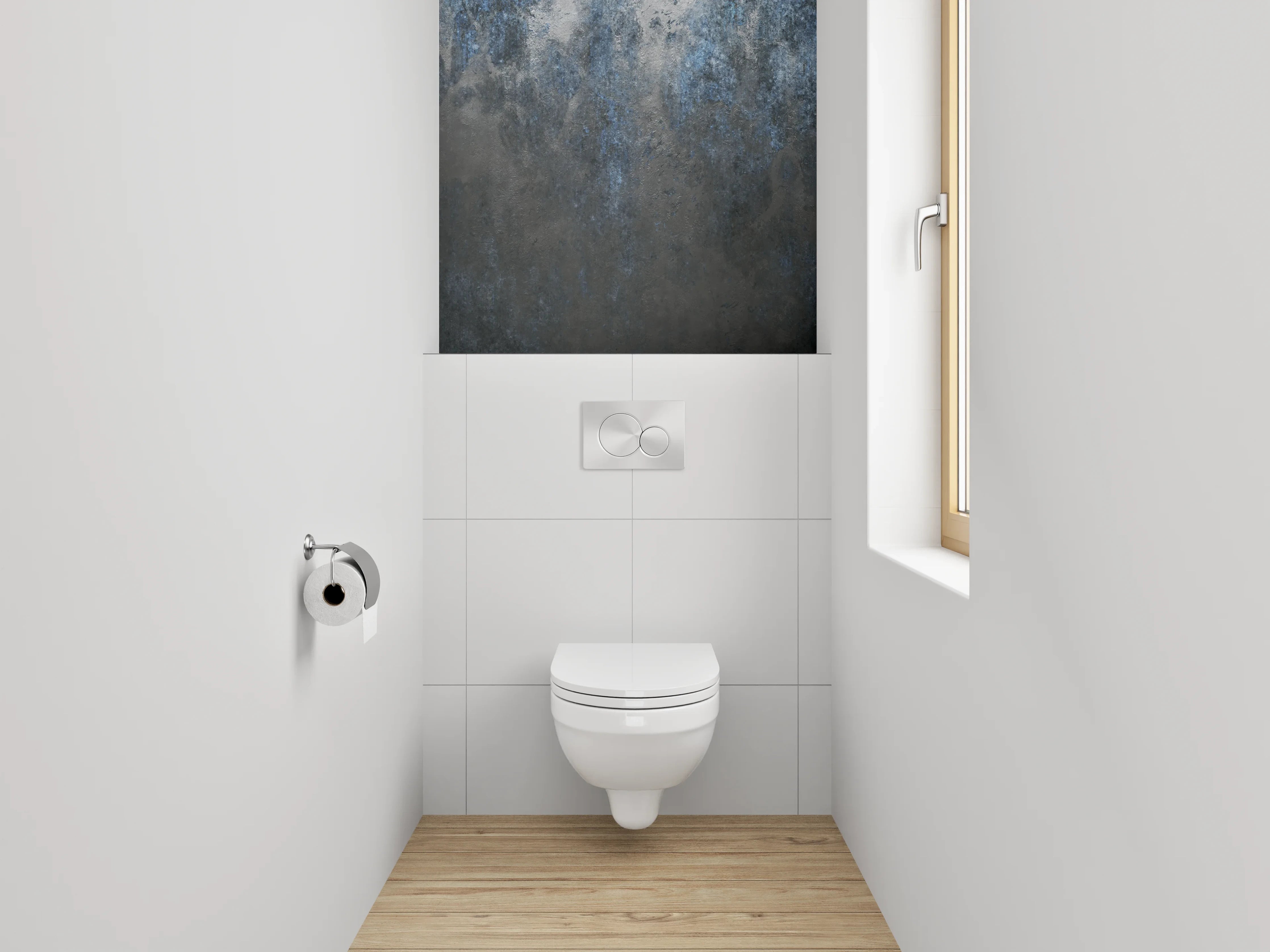 WC-Rückwand - Dunkle abstrakte Wandoptik Blau Grau