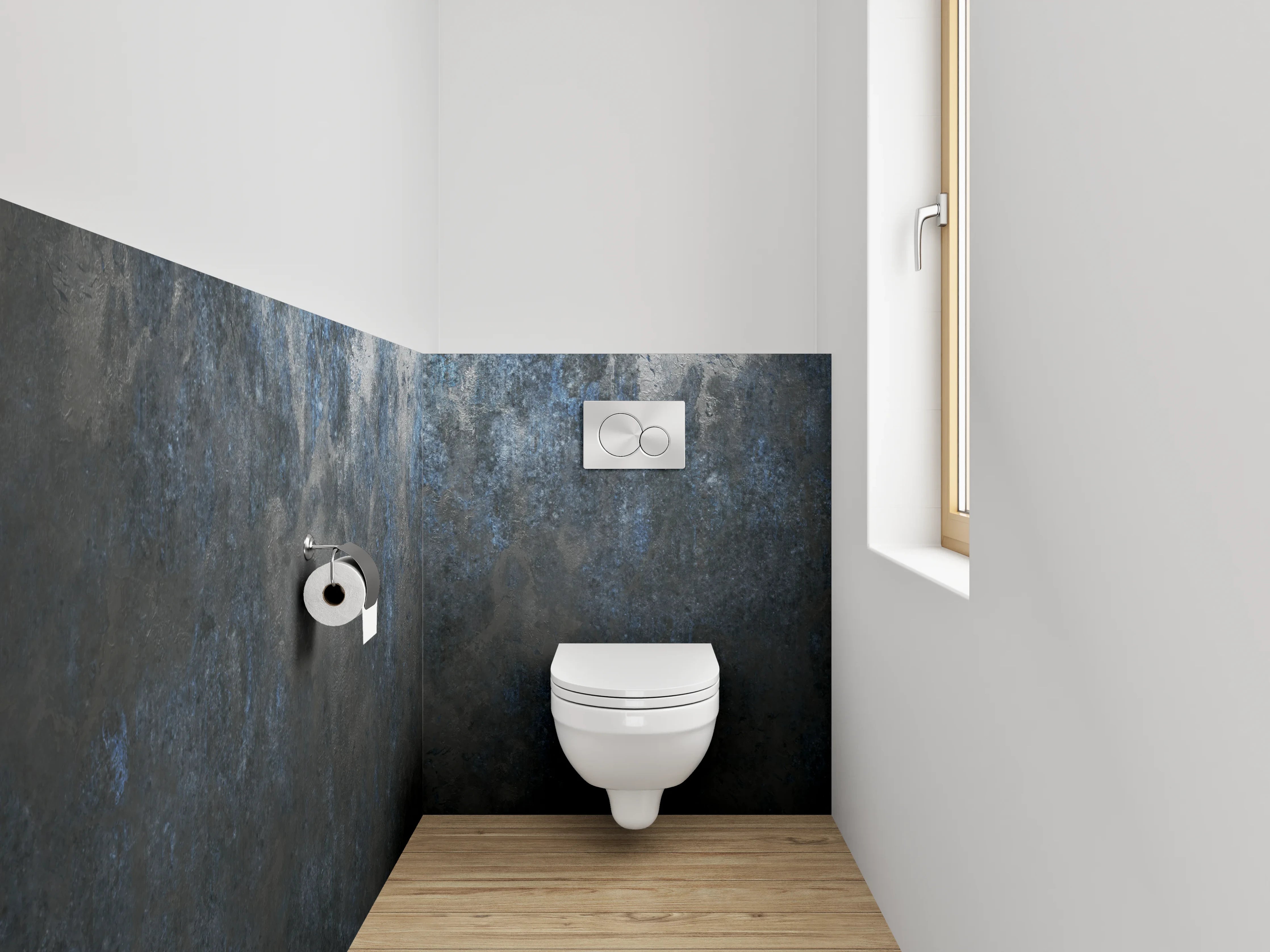 WC-Rückwand - Dunkle abstrakte Wandoptik Blau Grau