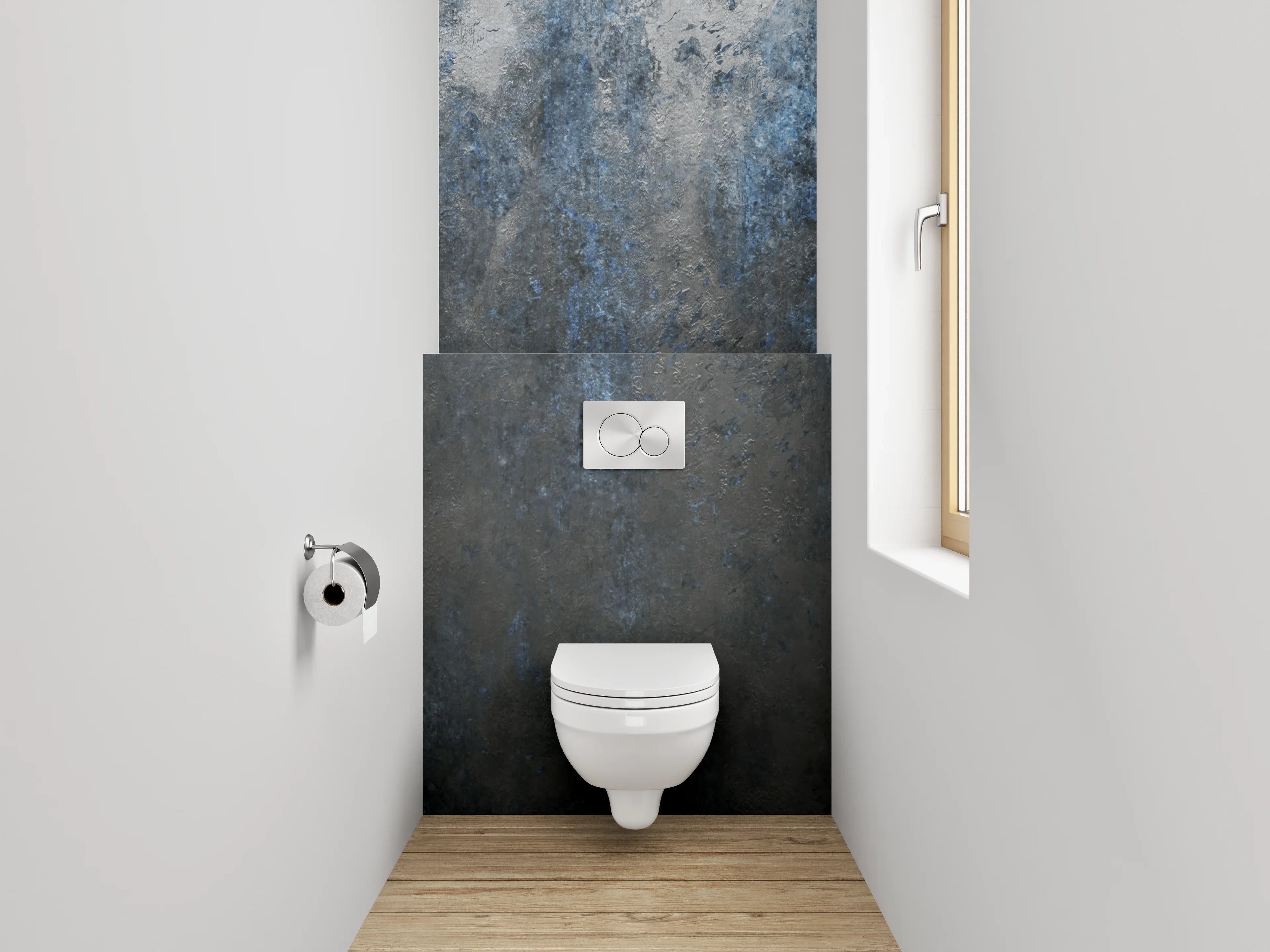 WC-Rückwand - Dunkle abstrakte Wandoptik Blau Grau