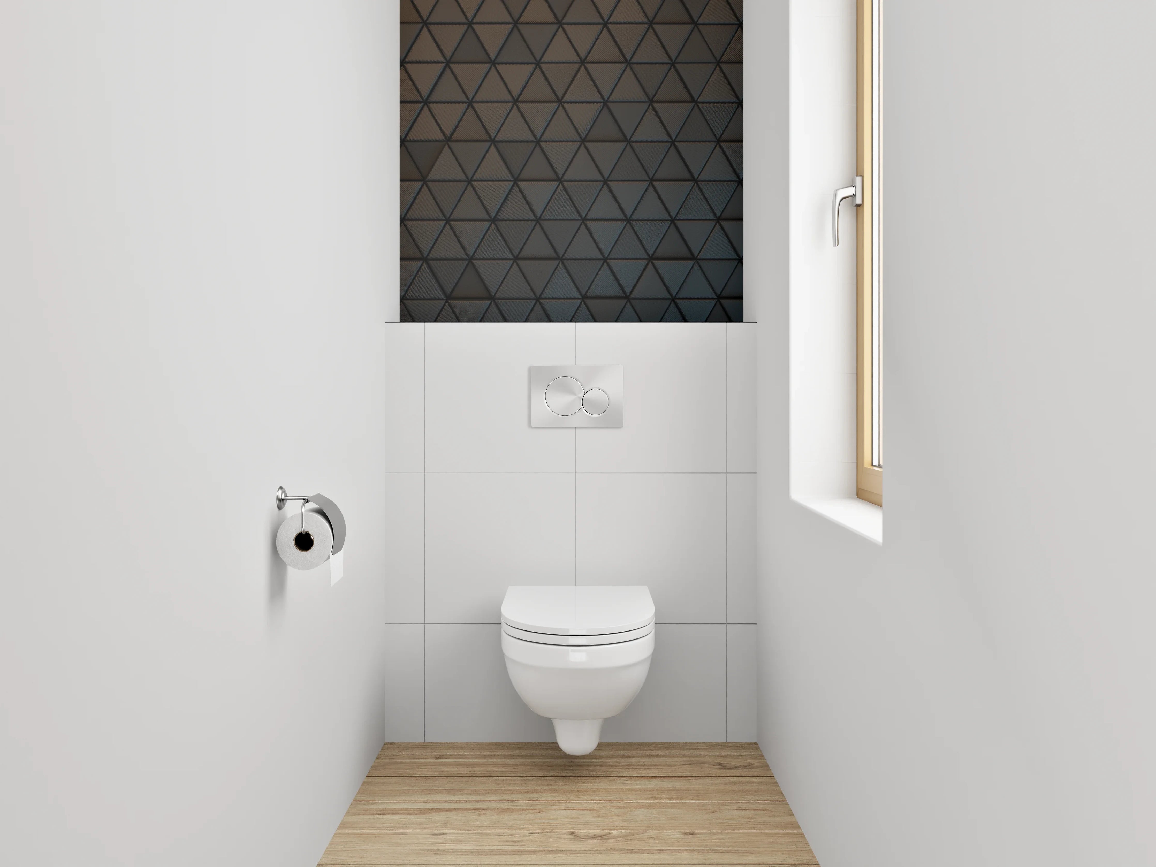 WC-Rückwand - Dunkle geometrische Wandstruktur