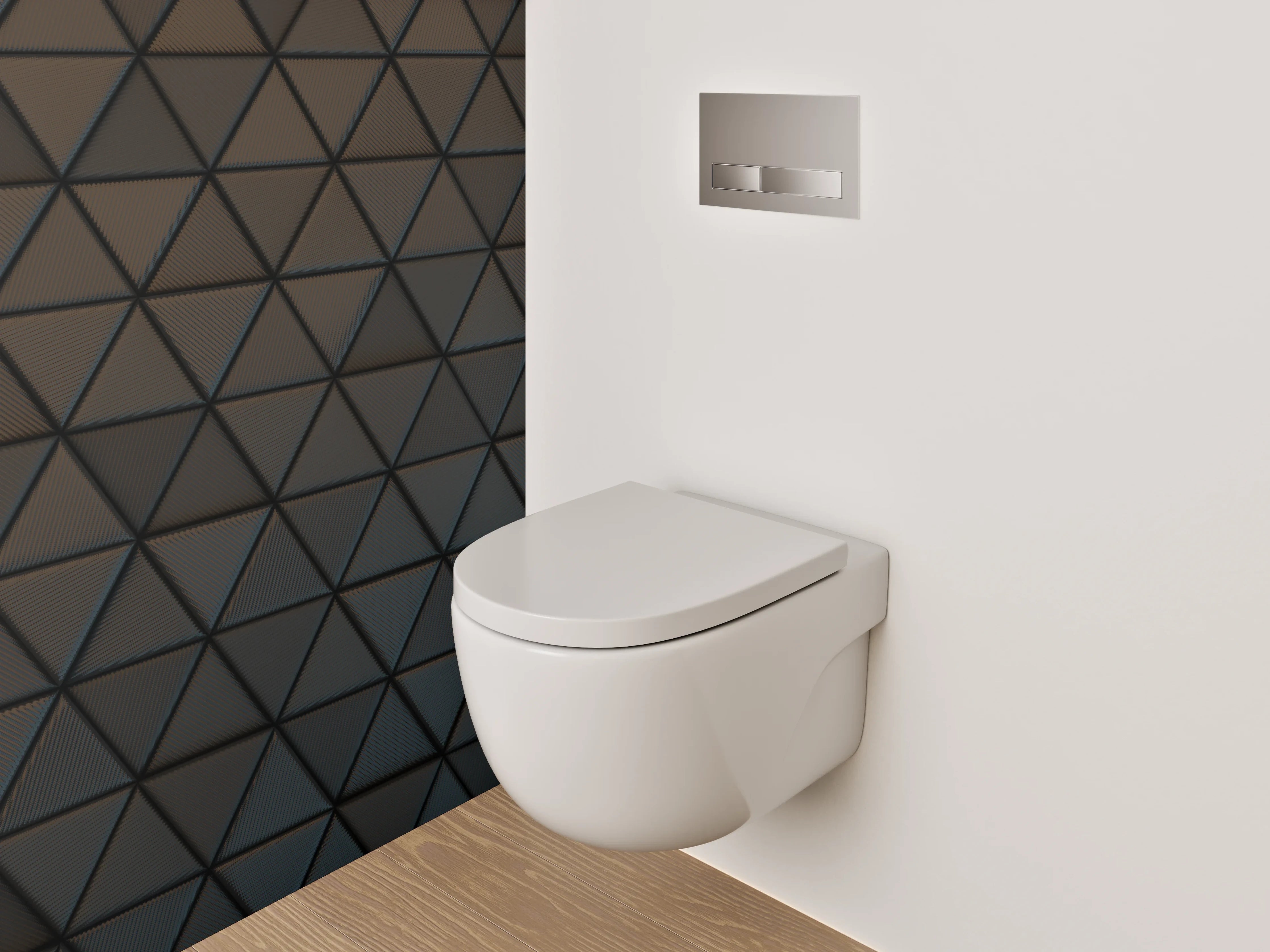 WC-Rückwand - Dunkle geometrische Wandstruktur