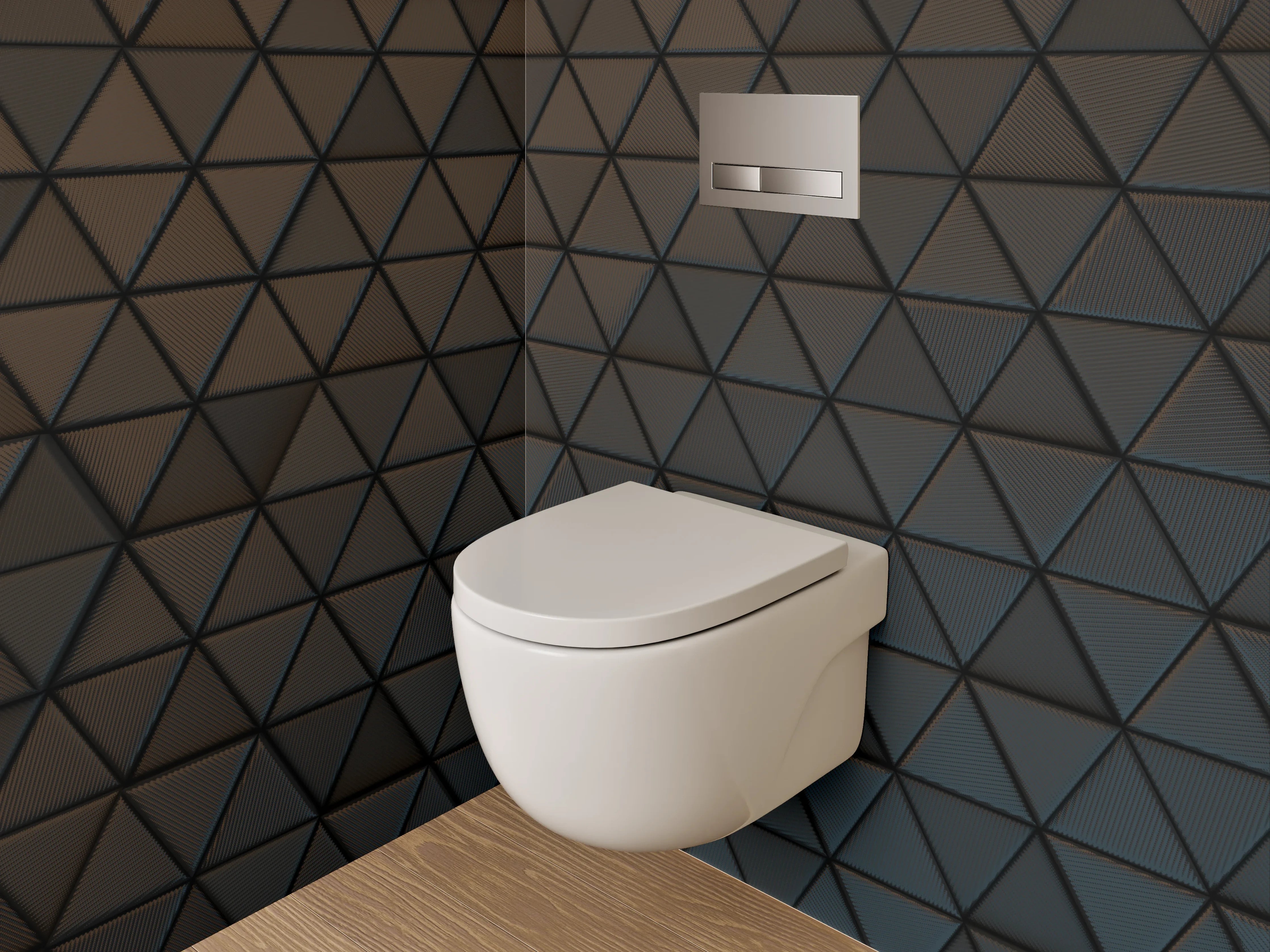 WC-Rückwand - Dunkle geometrische Wandstruktur