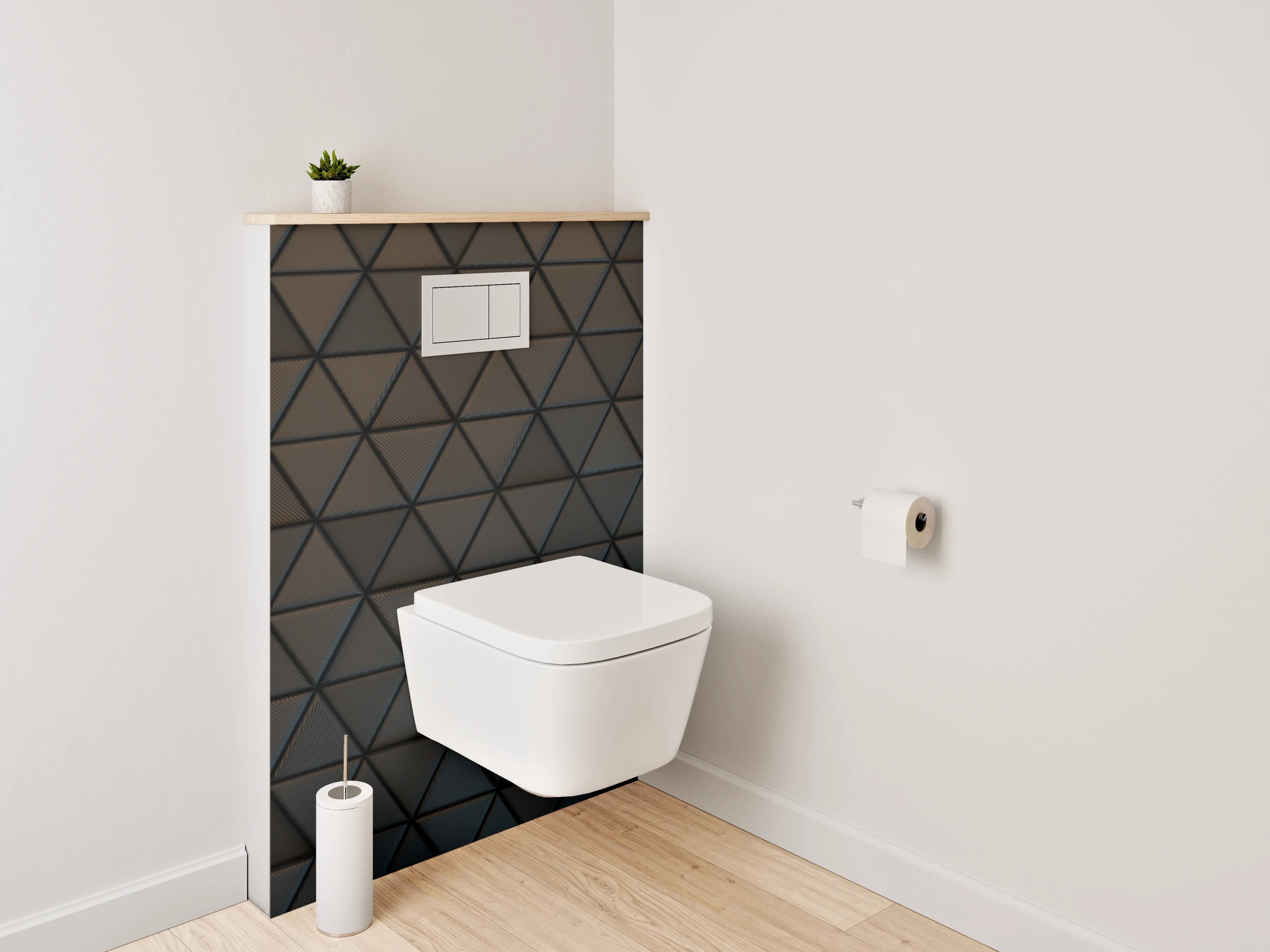 WC-Rückwand - Dunkle geometrische Wandstruktur