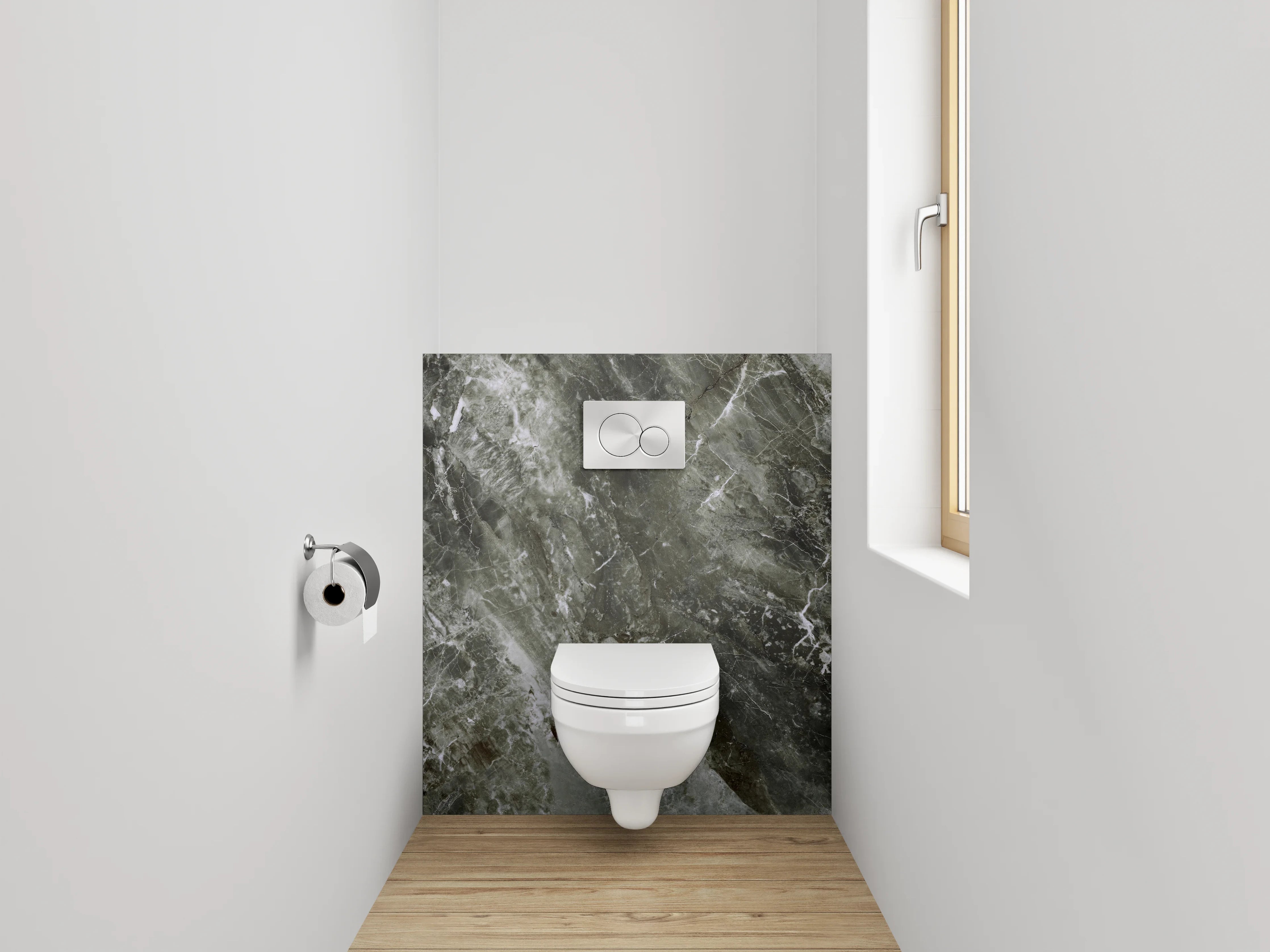 WC-Rückwand - Dunkler Marmor-Look Fliese
