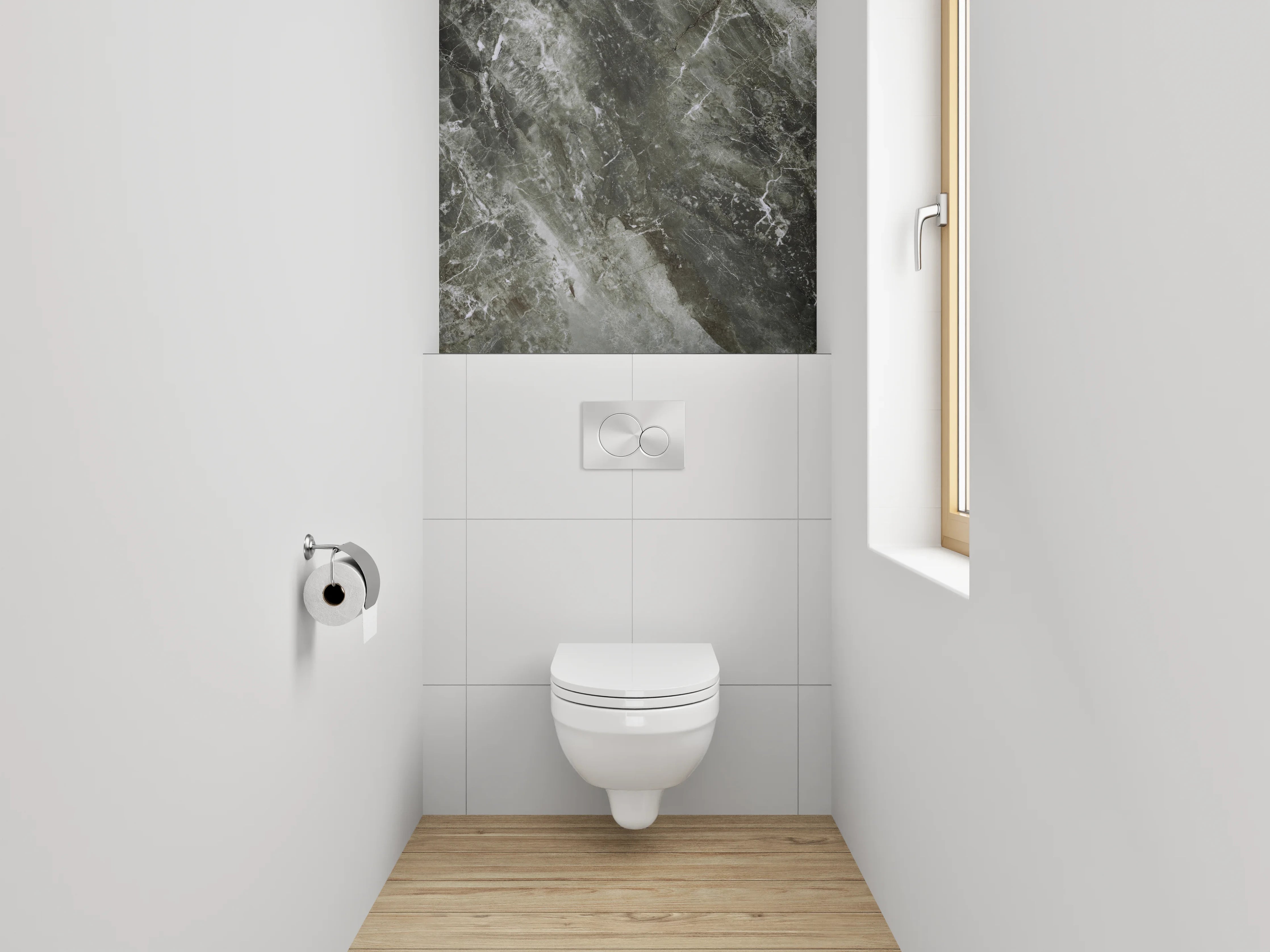 WC-Rückwand - Dunkler Marmor-Look Fliese