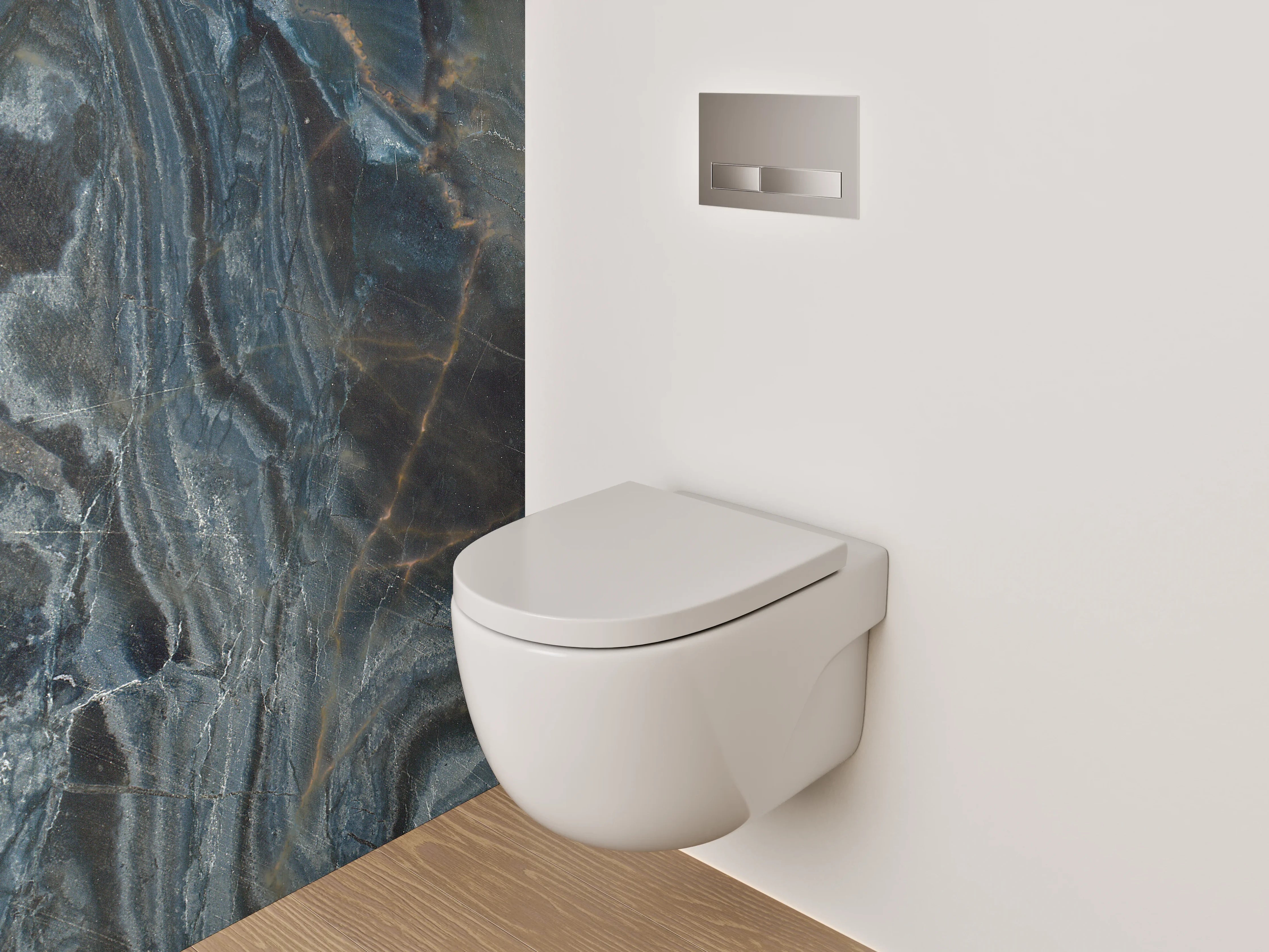 WC-Rückwand - Dunkler Marmor mit braunen und weißen Adern