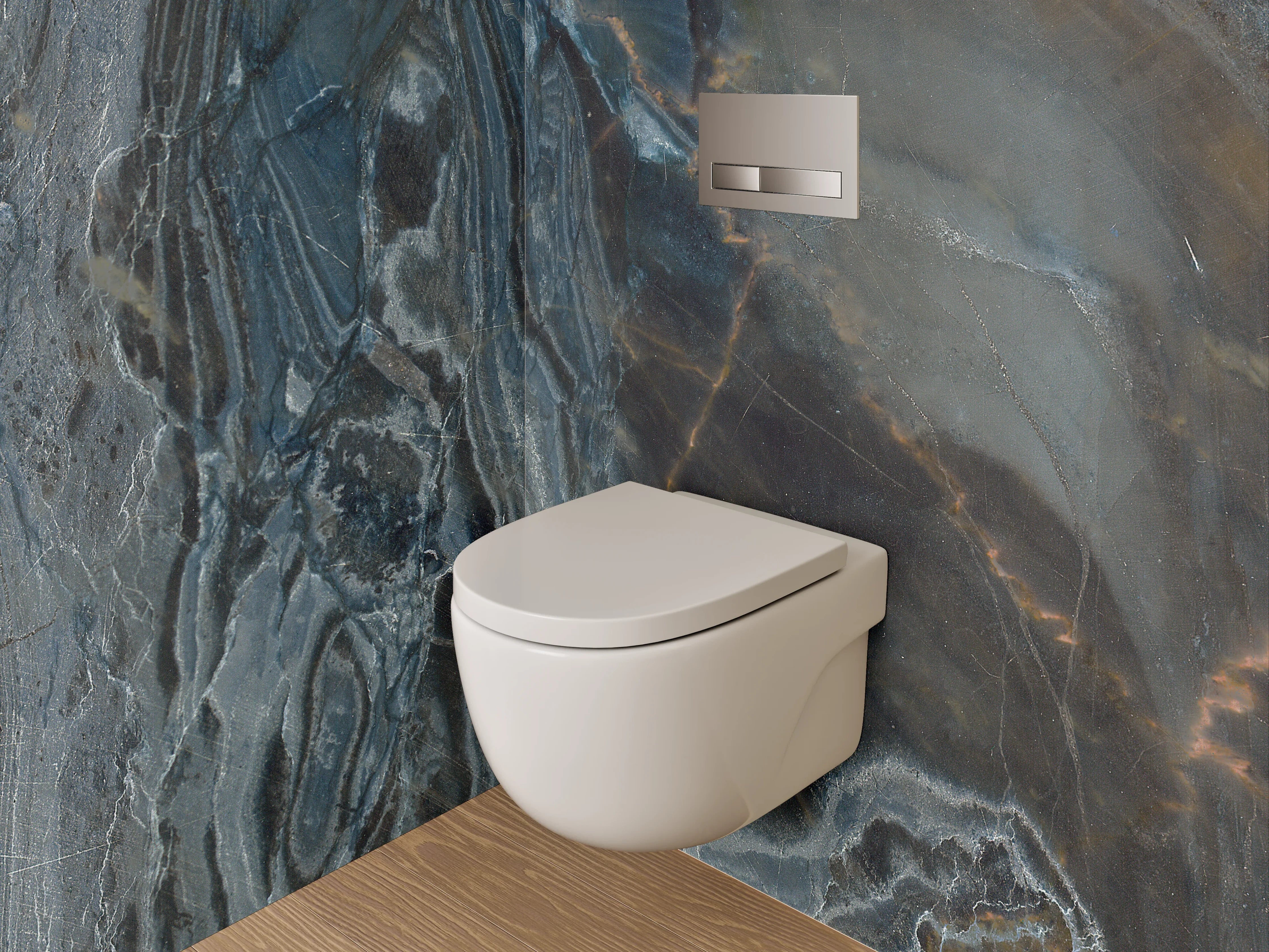 WC-Rückwand - Dunkler Marmor mit braunen und weißen Adern