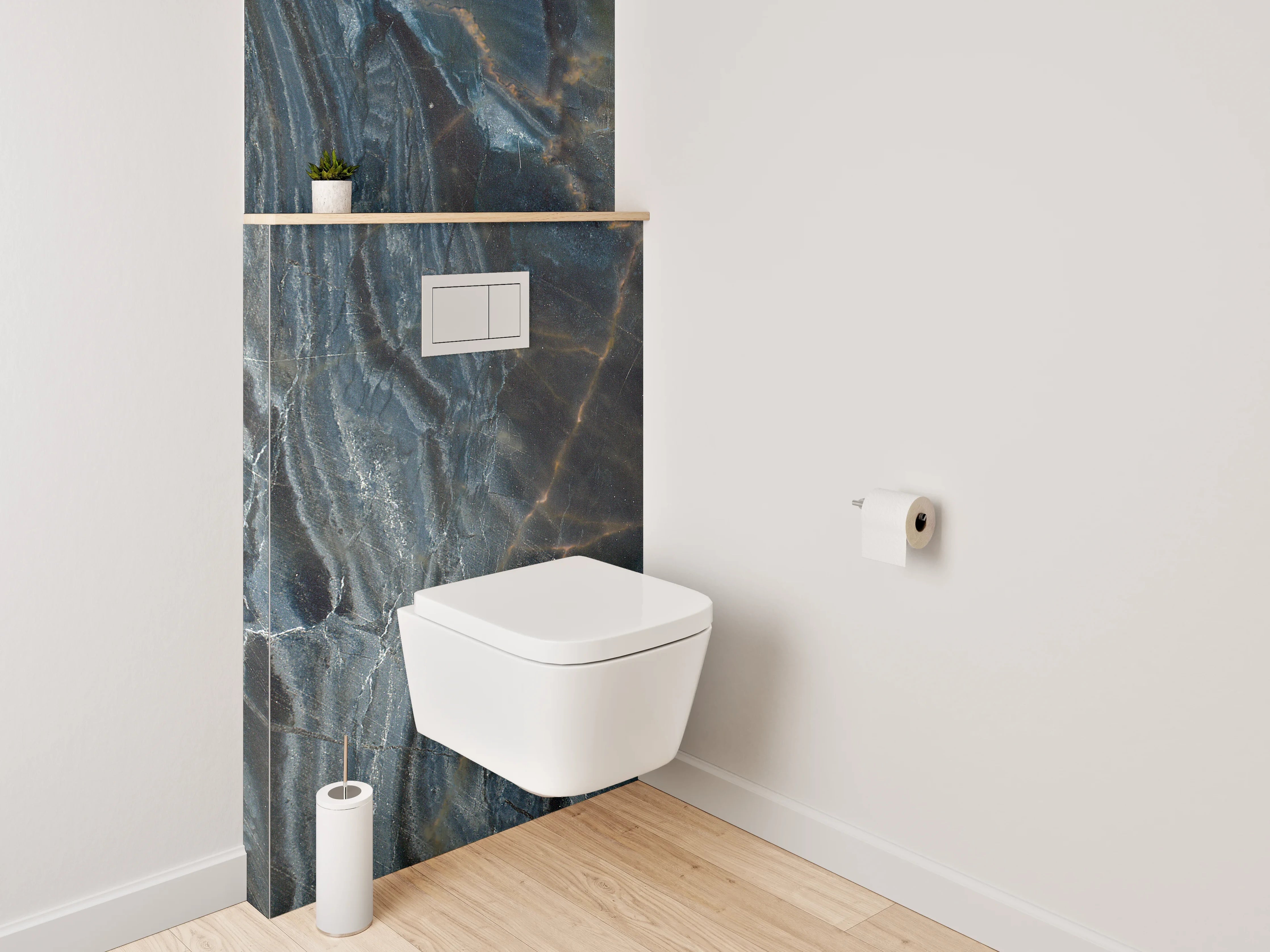 WC-Rückwand - Dunkler Marmor mit braunen und weißen Adern