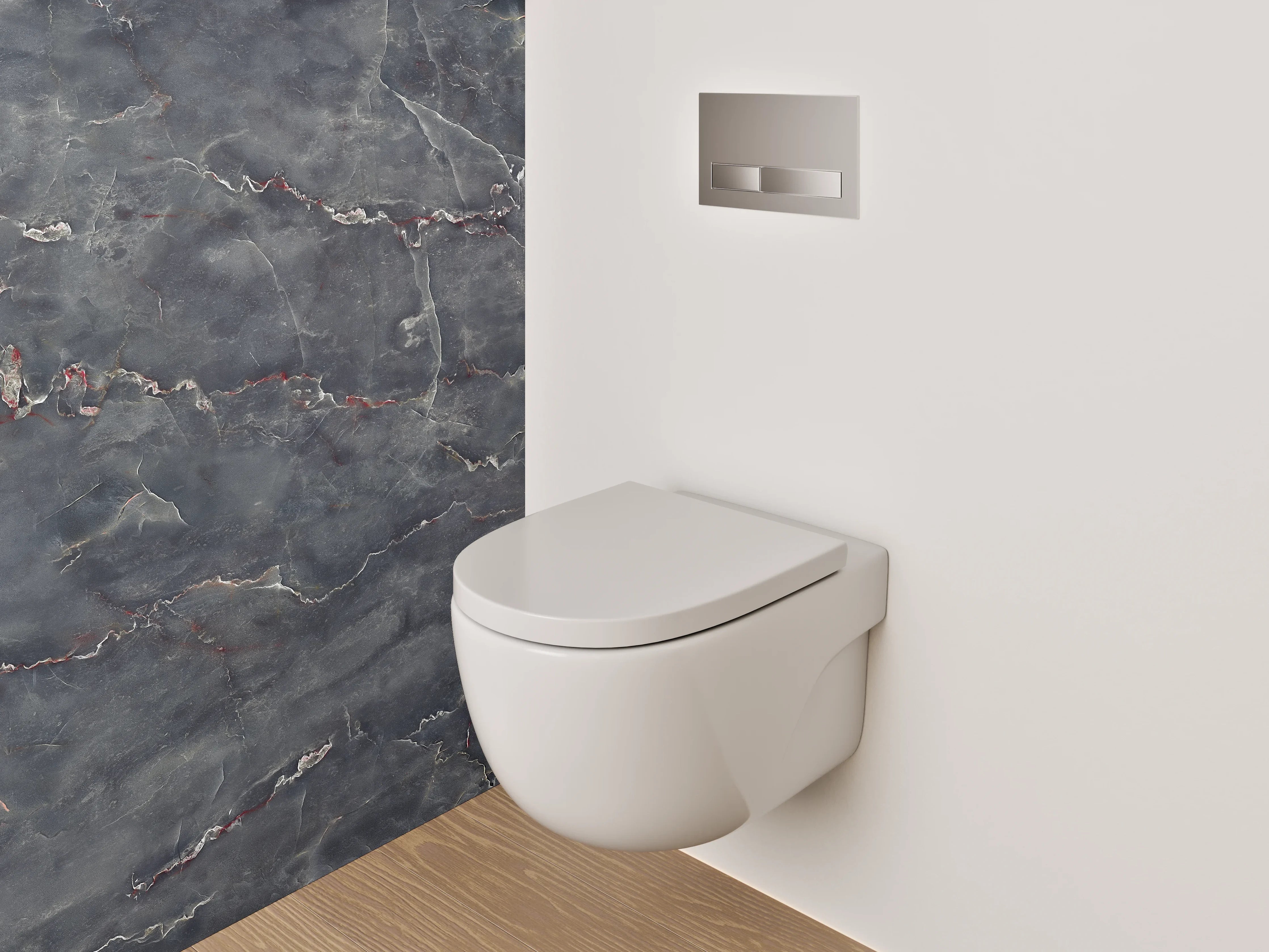 WC-Rückwand - Dunkler Marmor mit feinen Maserungen