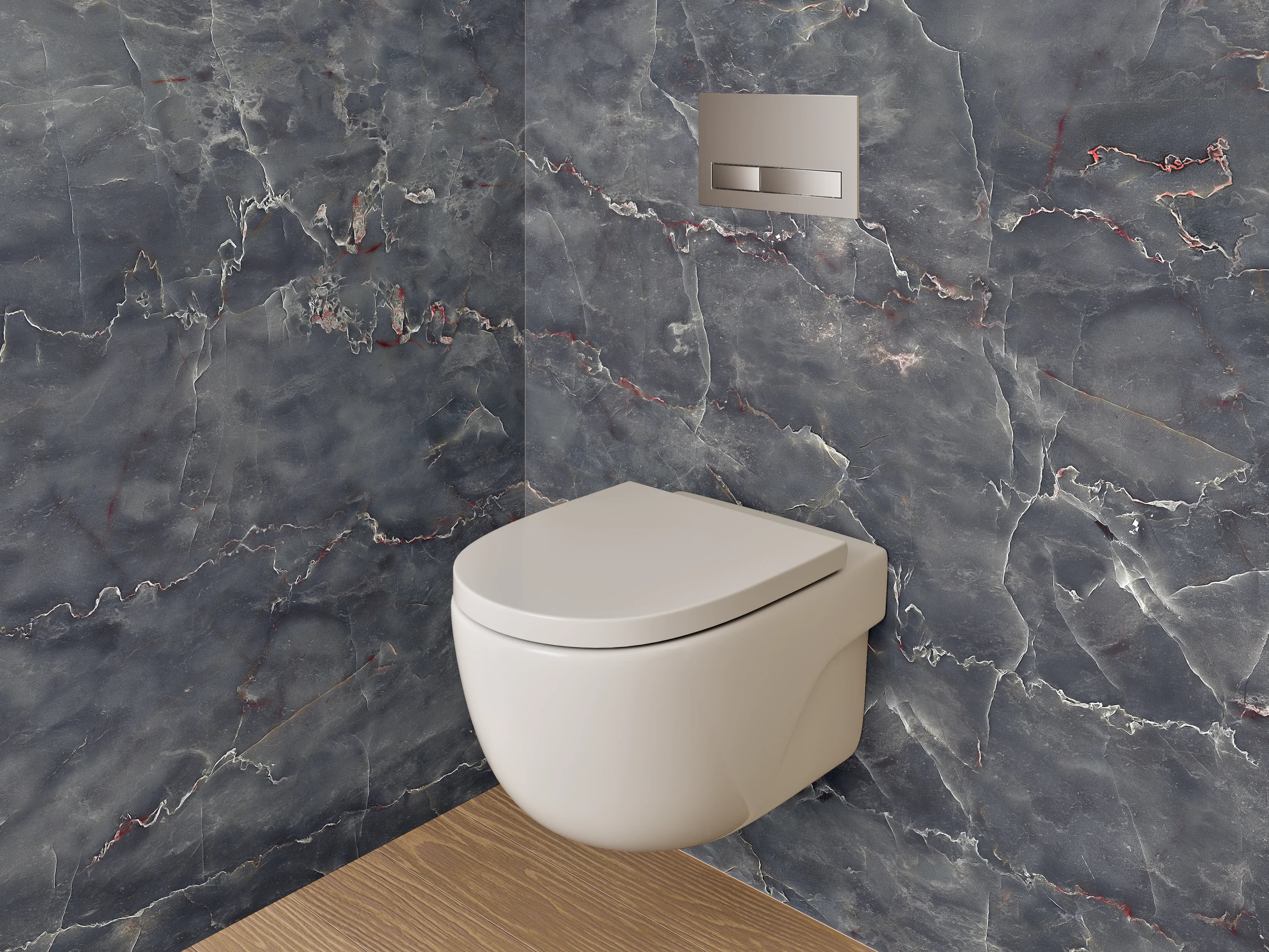 WC-Rückwand - Dunkler Marmor mit feinen Maserungen