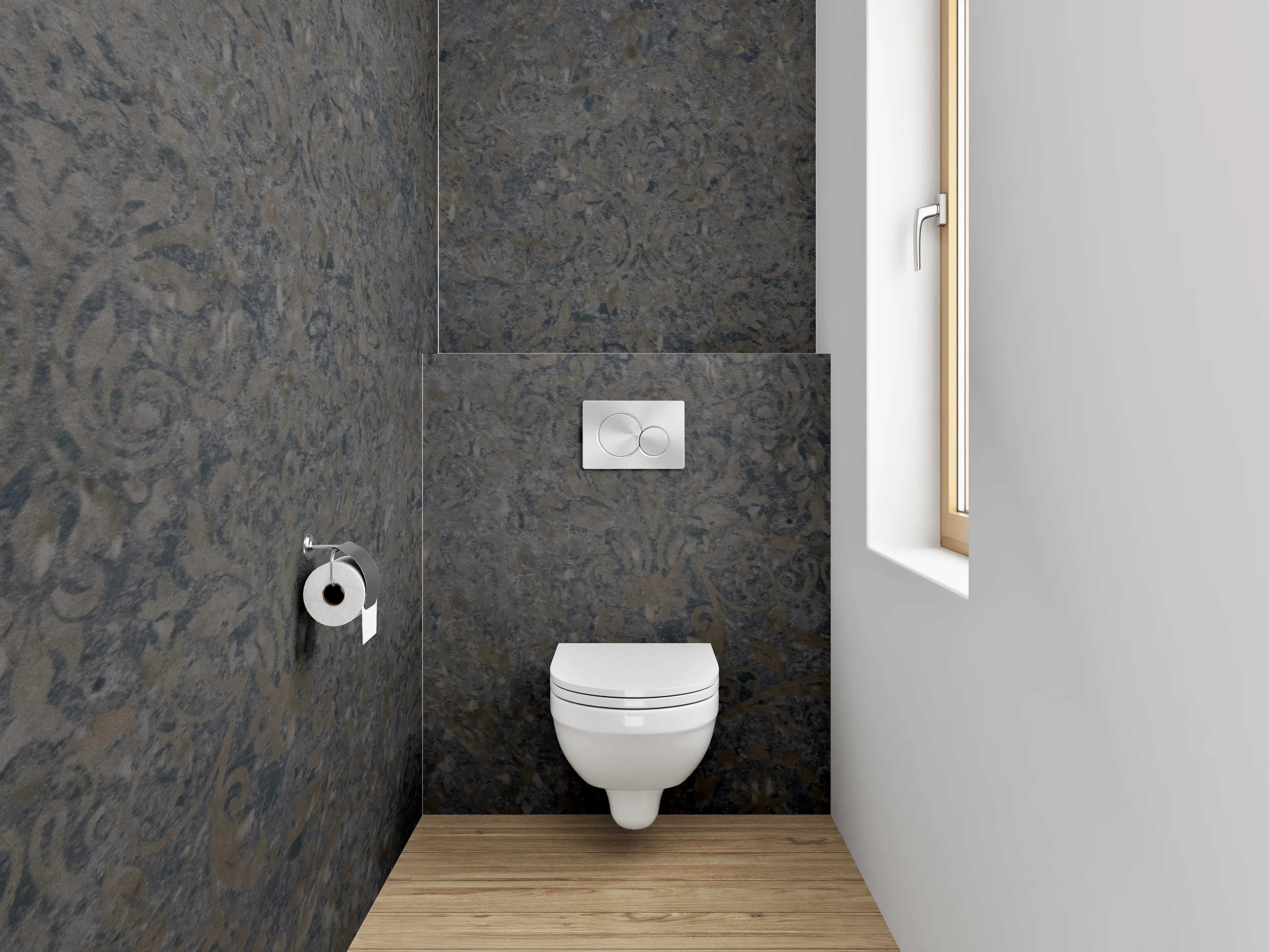 WC-Rückwand - Dunkler Schiefer Look Fliesenoptik