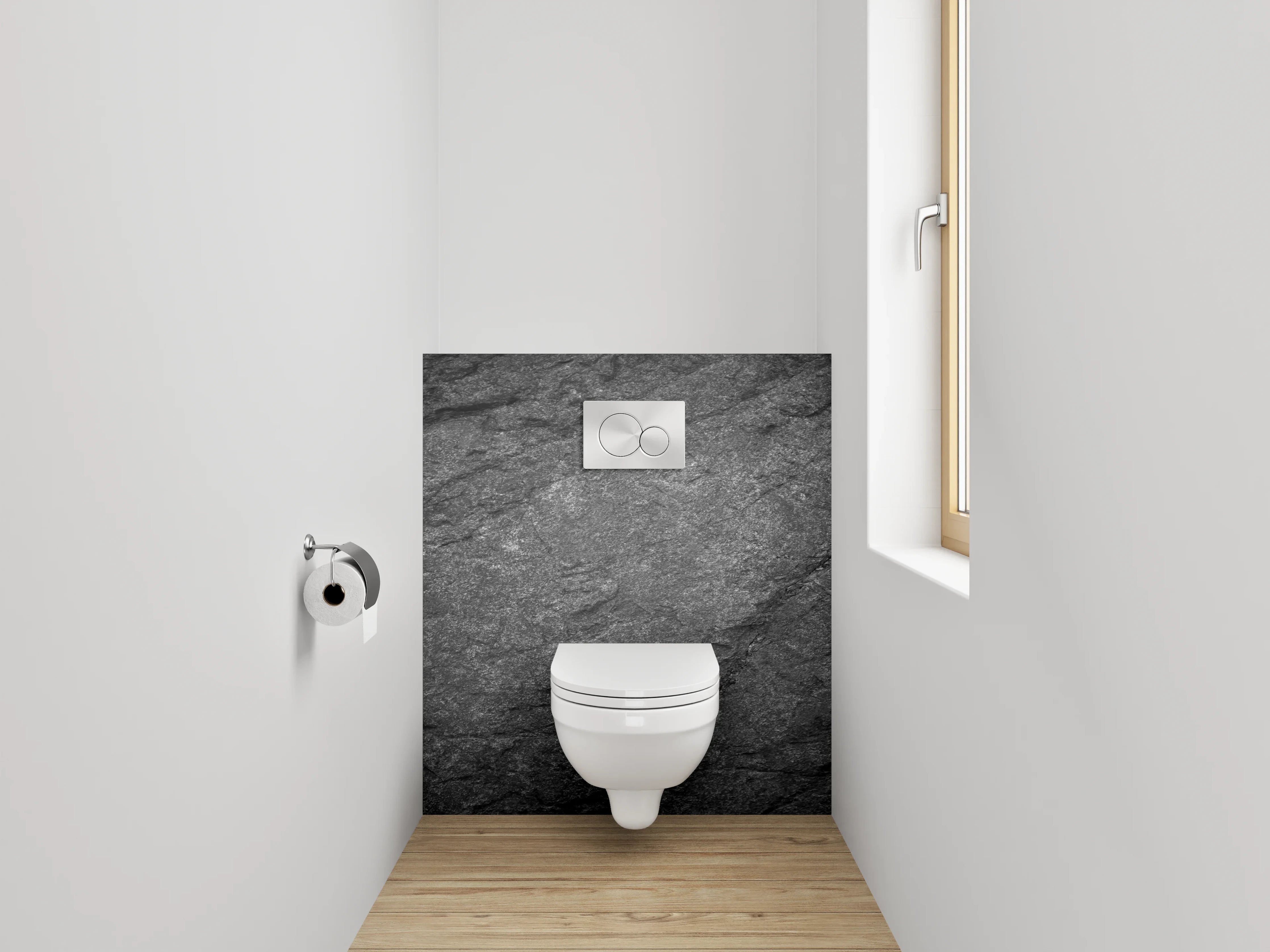WC-Rückwand - Dunkler Schiefer Struktur – Elegant und zeitlos