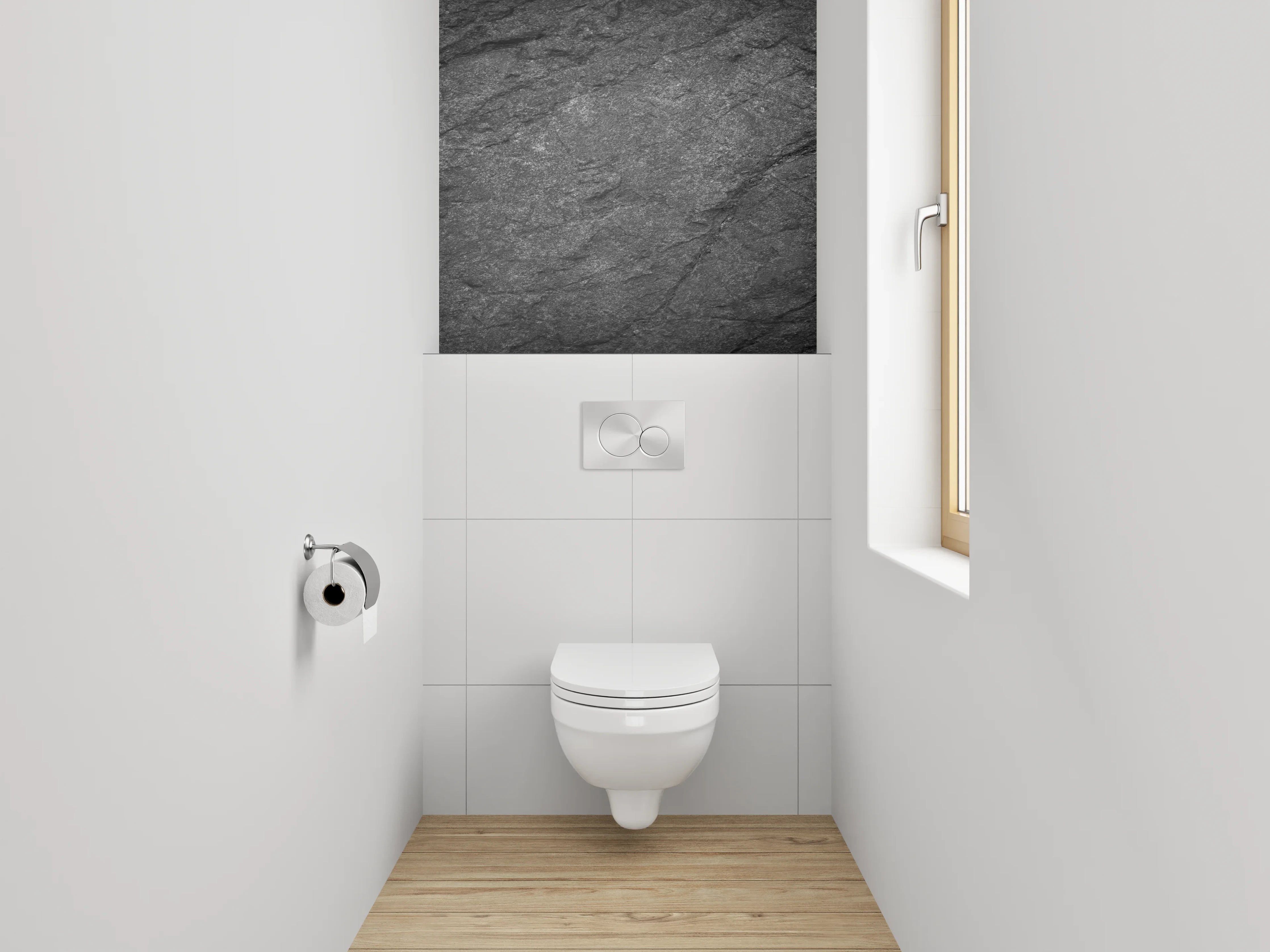WC-Rückwand - Dunkler Schiefer Struktur – Elegant und zeitlos