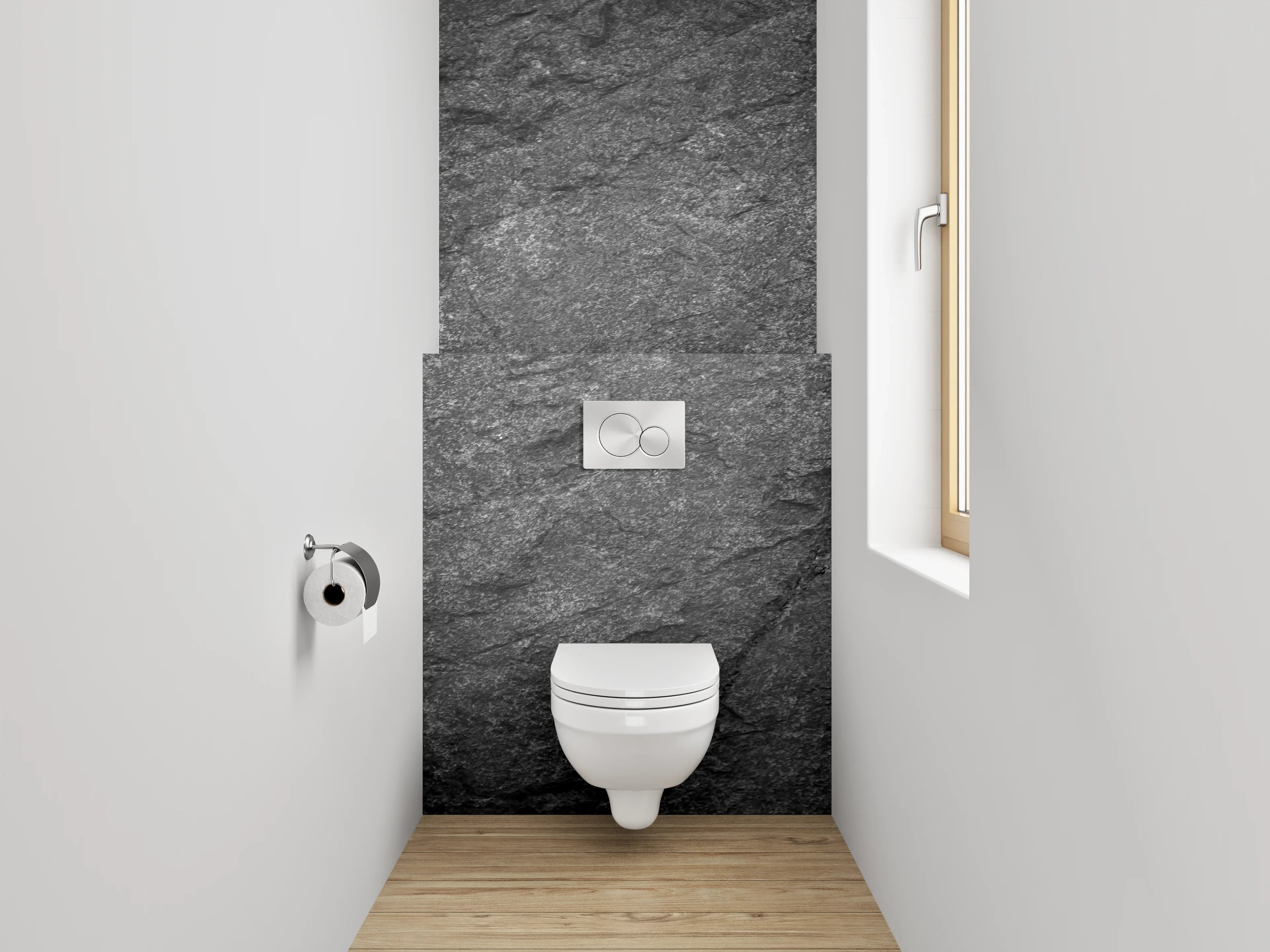 WC-Rückwand - Dunkler Schiefer Struktur – Elegant und zeitlos