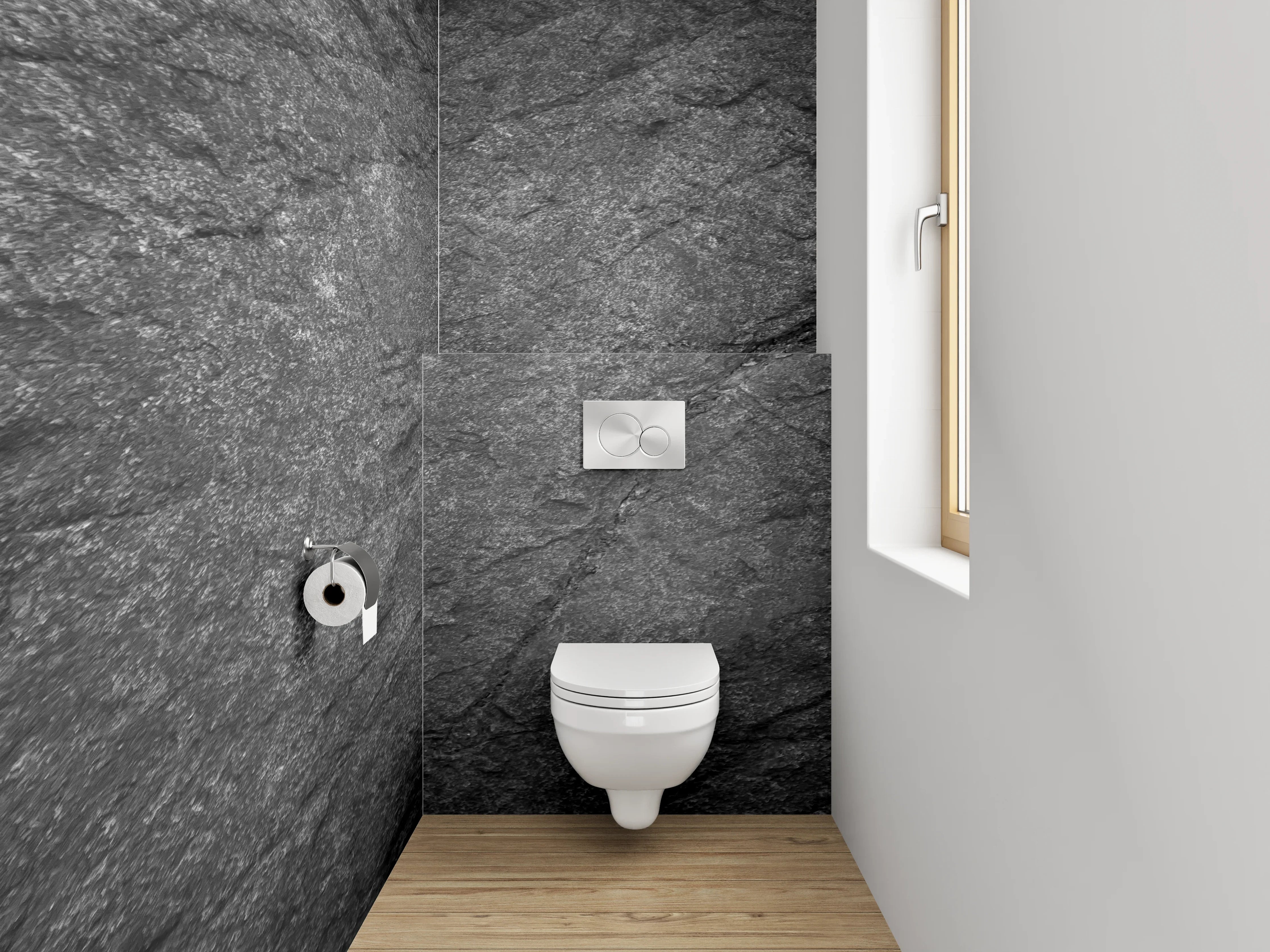 WC-Rückwand - Dunkler Schiefer Struktur – Elegant und zeitlos