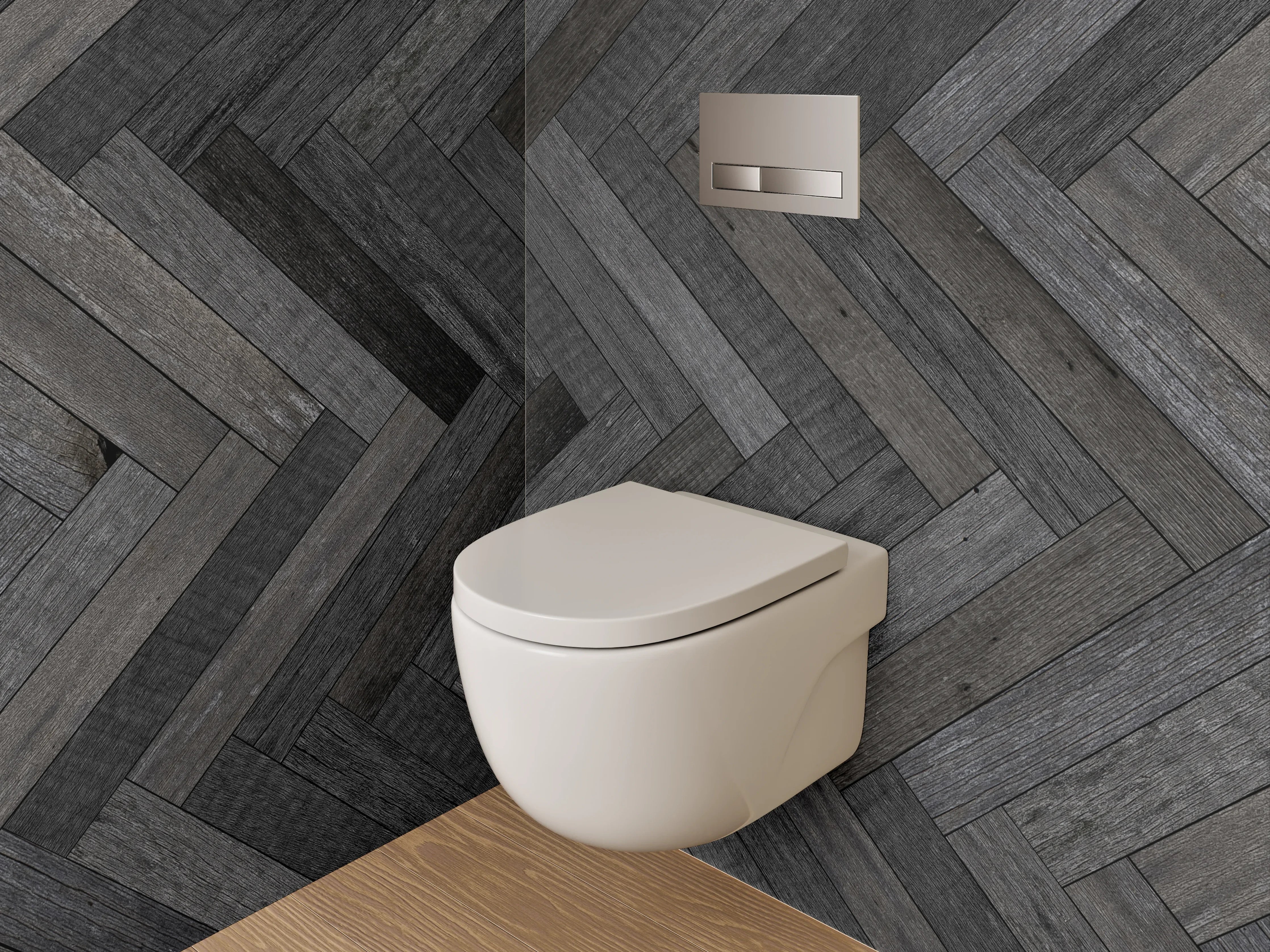 WC-Rückwand - Dunkles Fischgrät Holz Muster