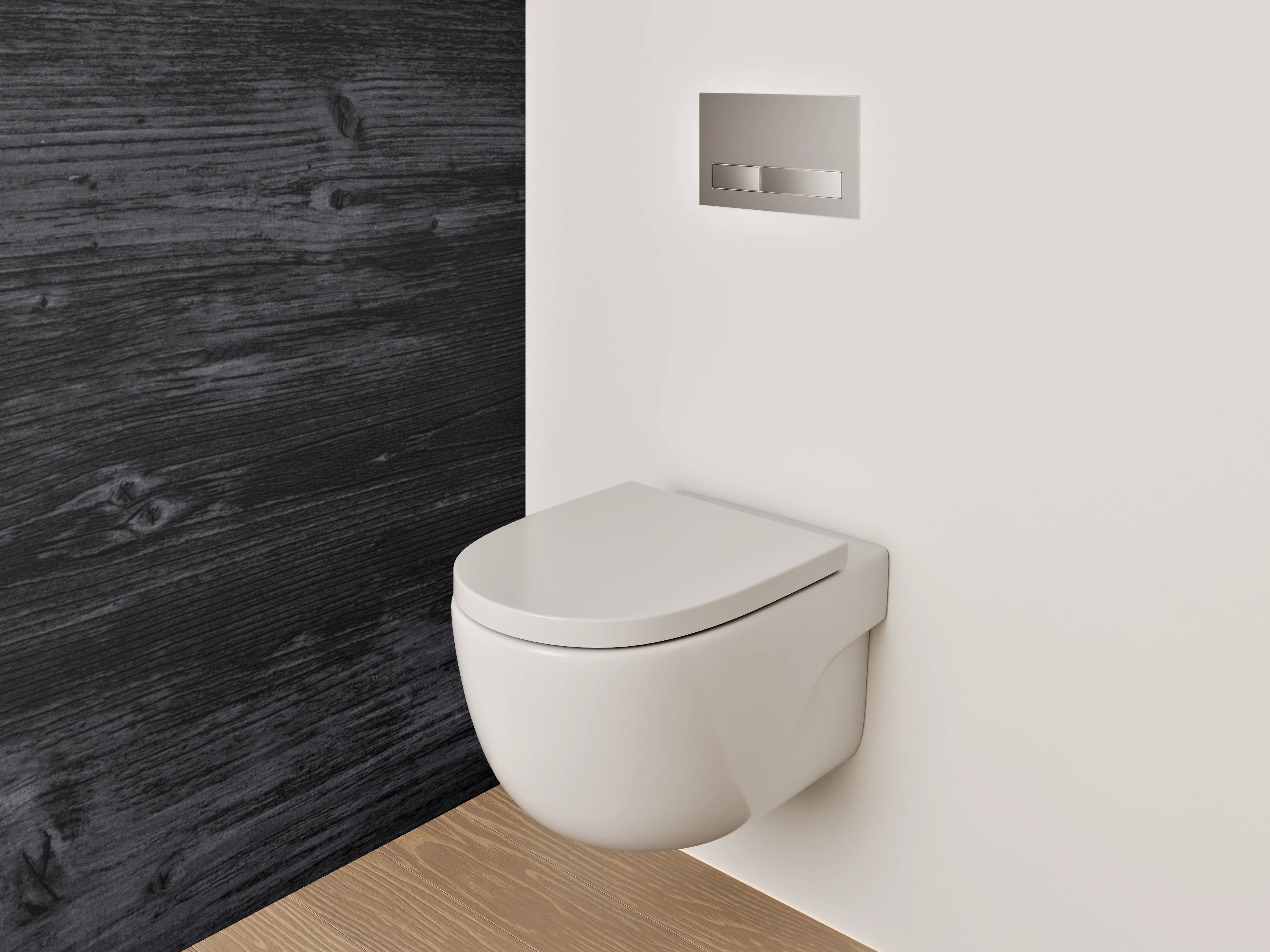 WC-Rückwand - Dunkles Holz-Design