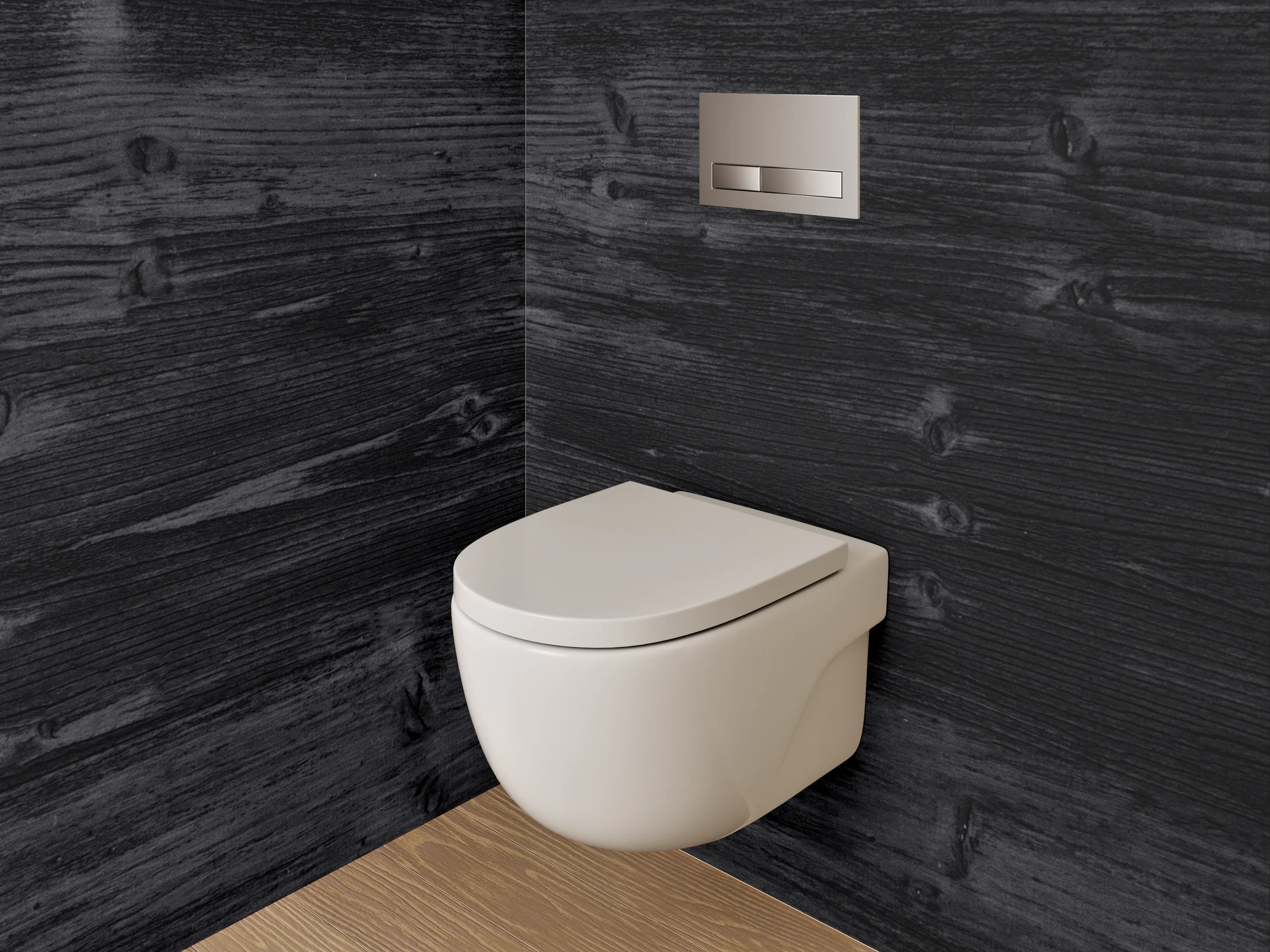 WC-Rückwand - Dunkles Holz-Design