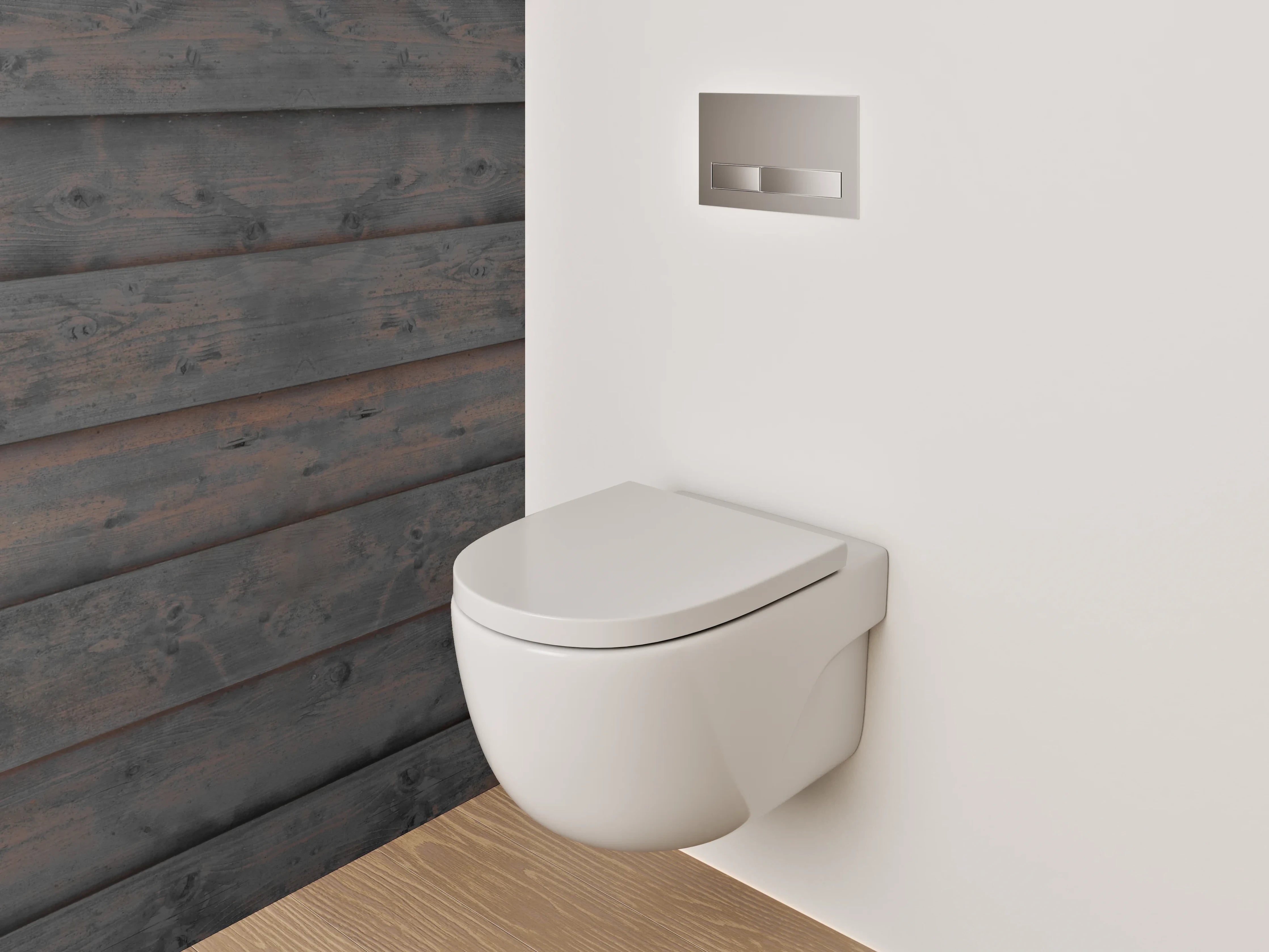 WC-Rückwand - Dunkles Holz-Panel Design