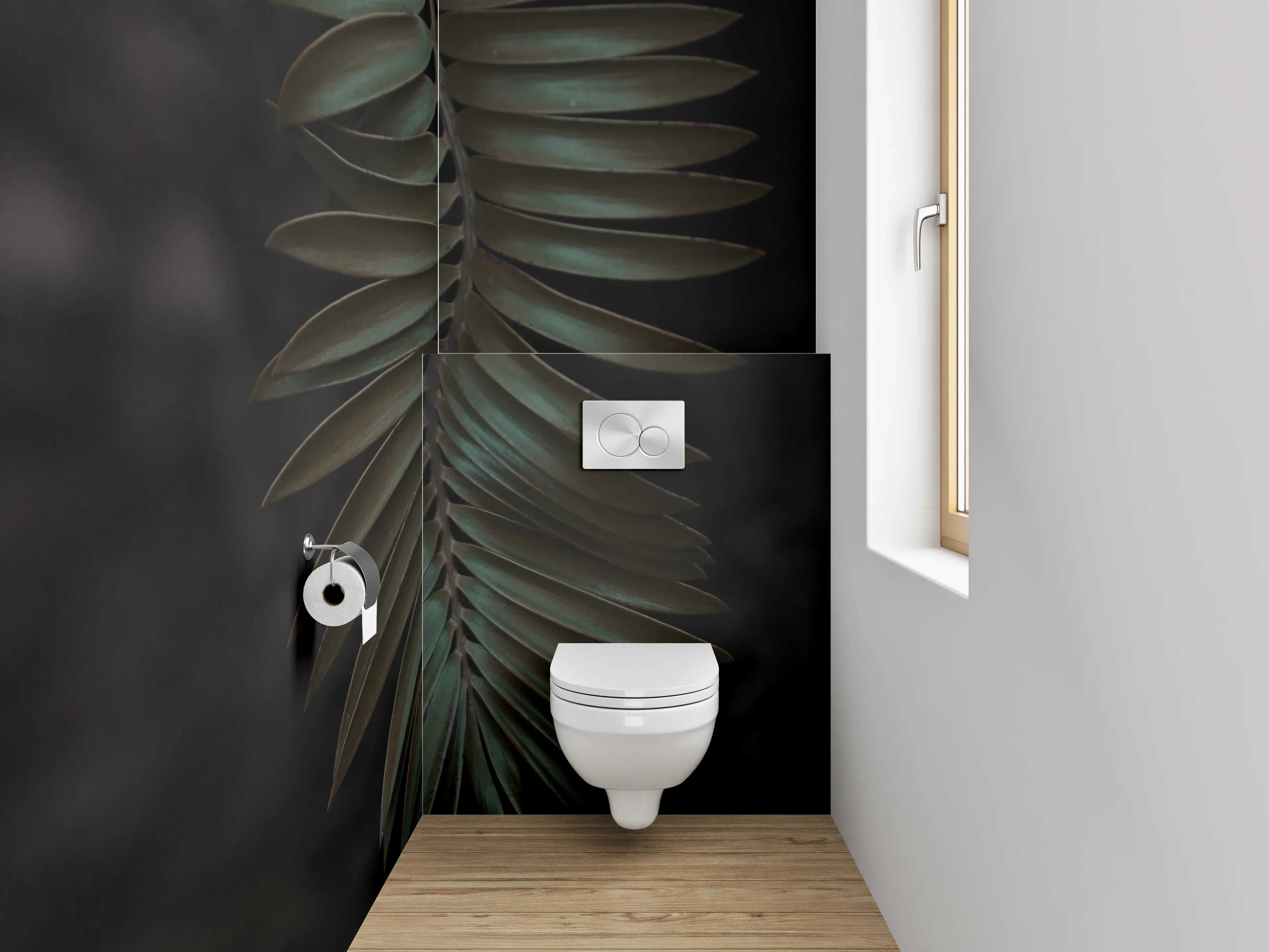 WC-Rückwand - Dunkles Palmenblatt Detail Naturfoto