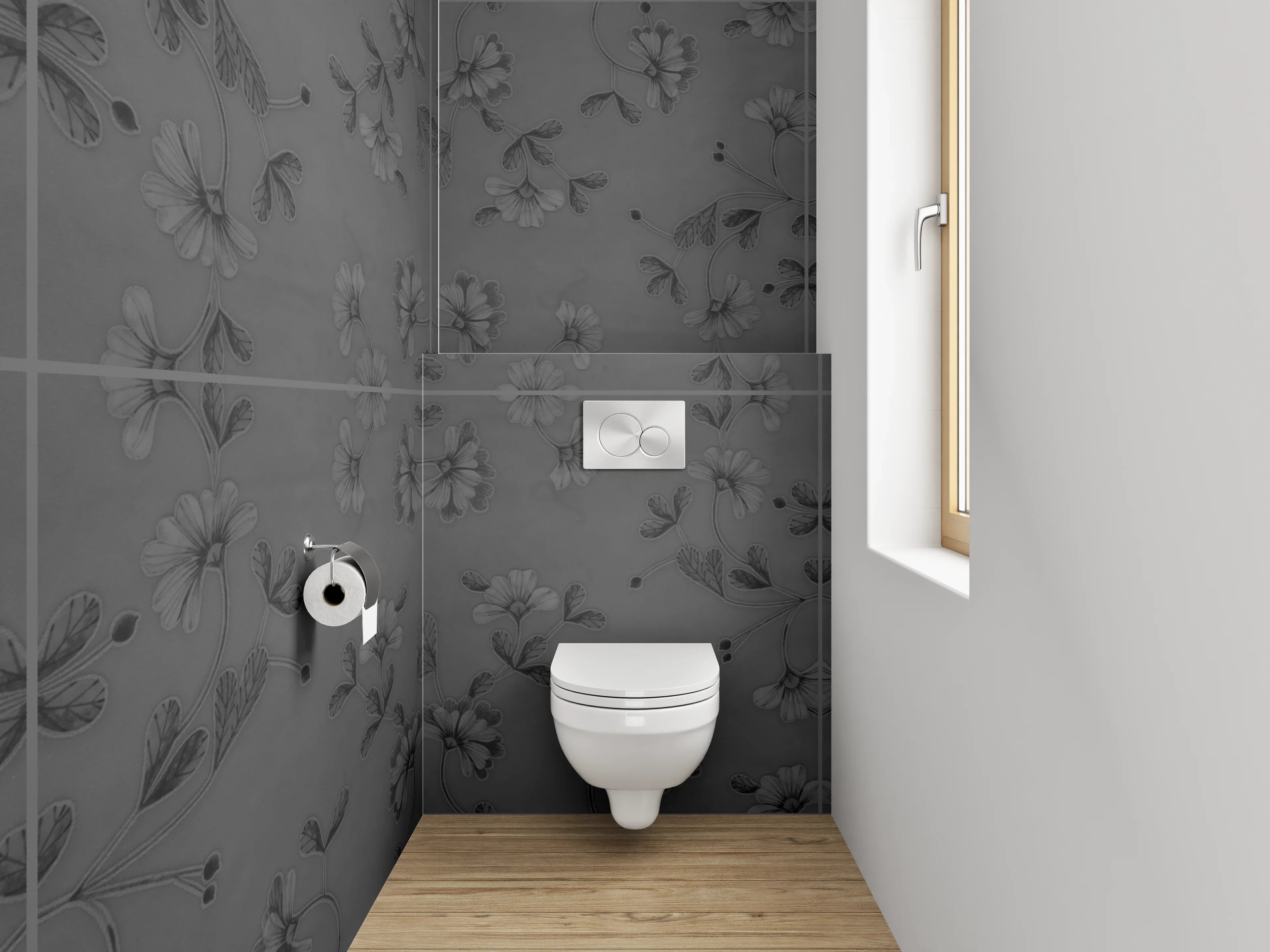 WC-Rückwand - Dunkles Vintage-Ornament Muster Tapete