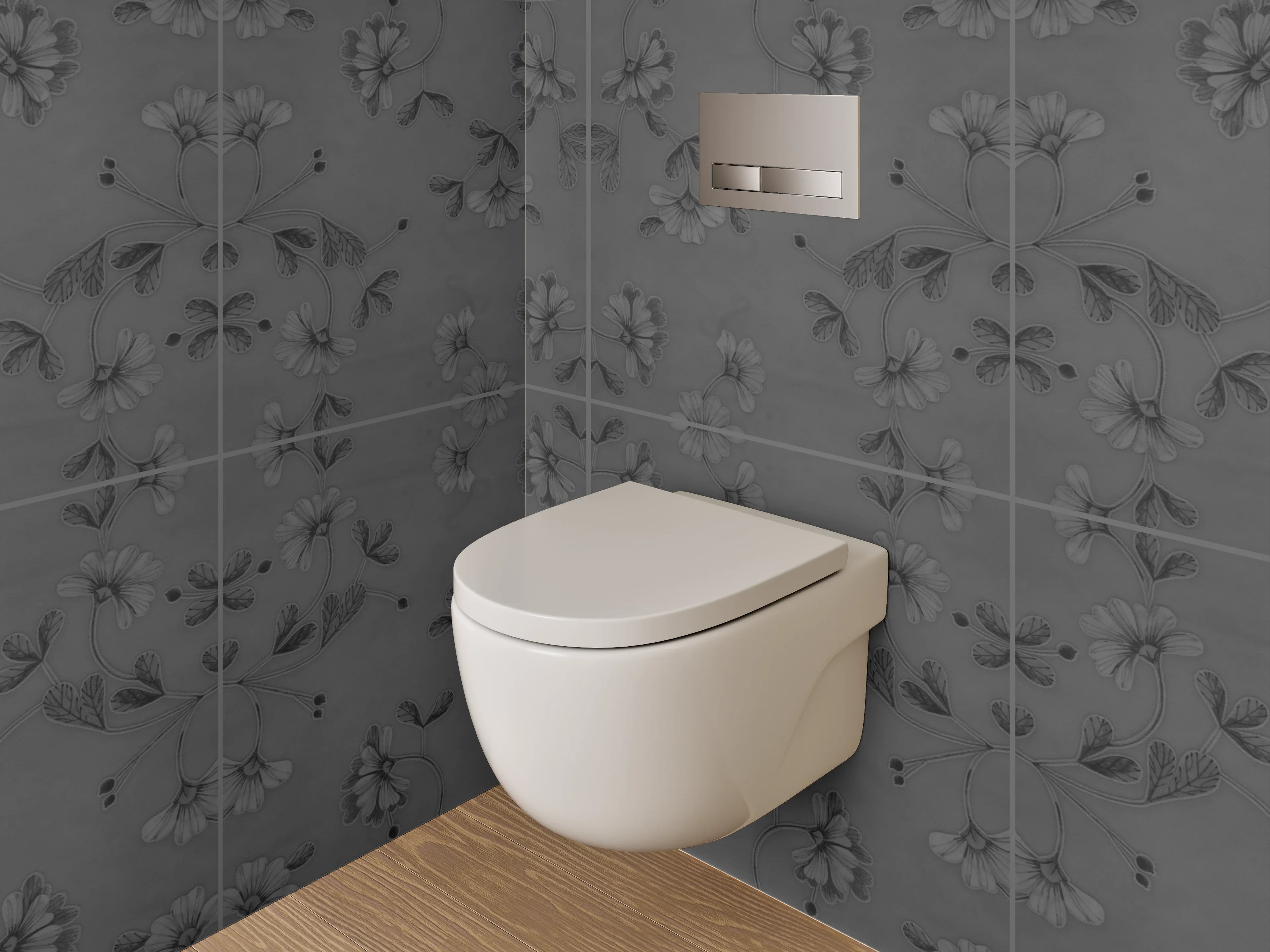 WC-Rückwand - Dunkles Vintage-Ornament Muster Tapete