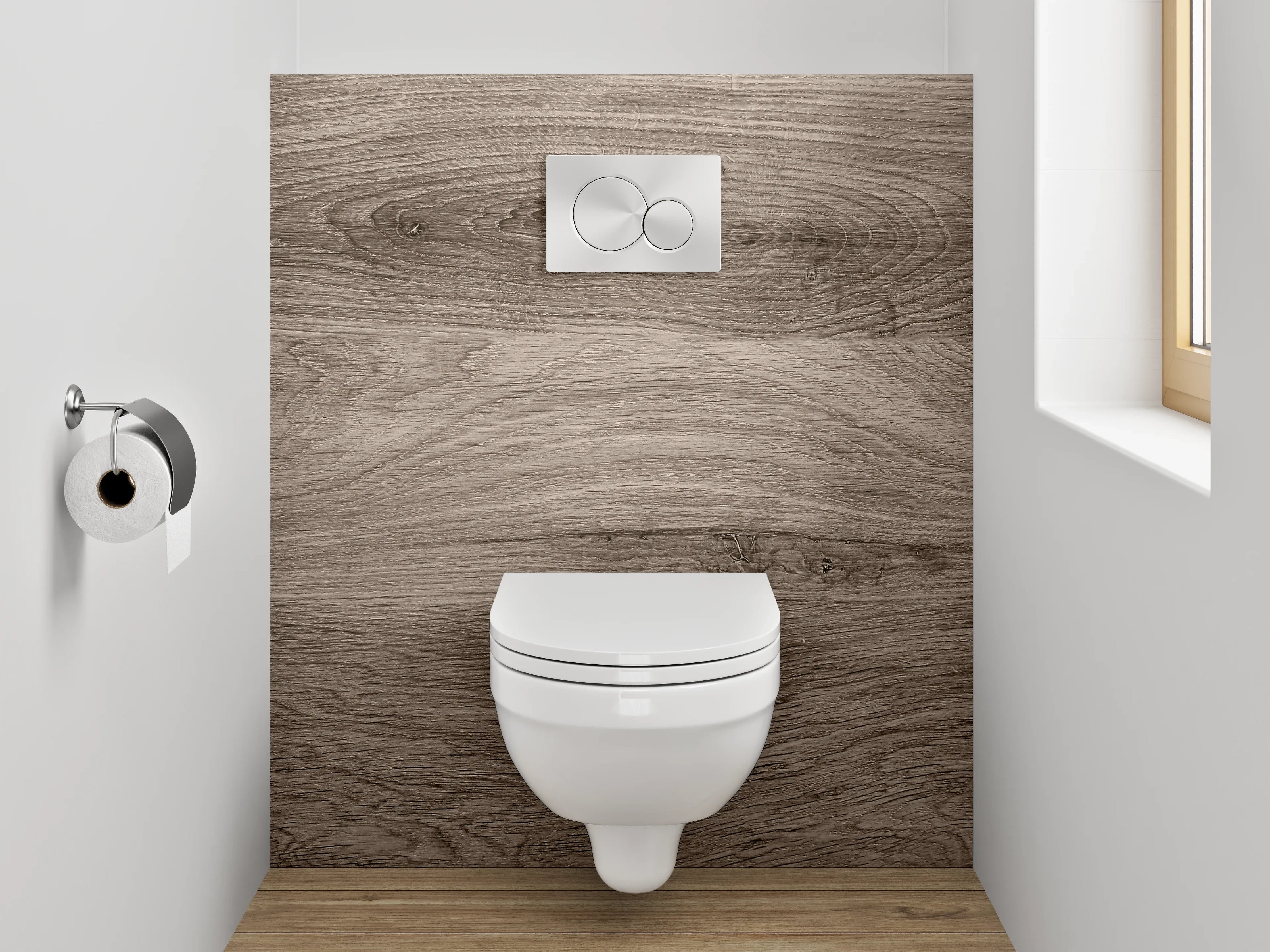 WC-Rückwand - Echter Holztisch mit natürlicher Maserung