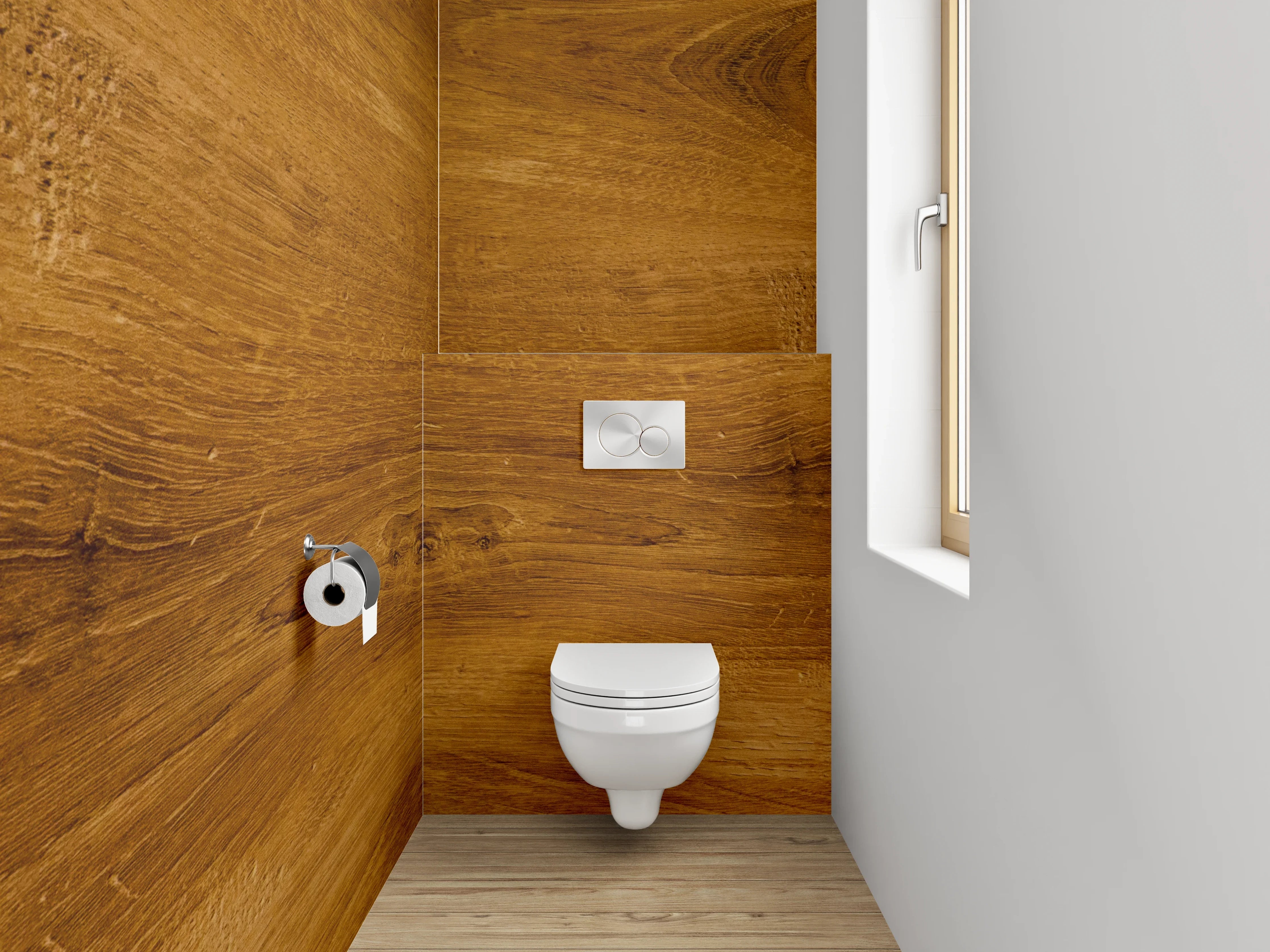 WC-Rückwand - Echtholzoptik Braun – Edle Holzmaserung