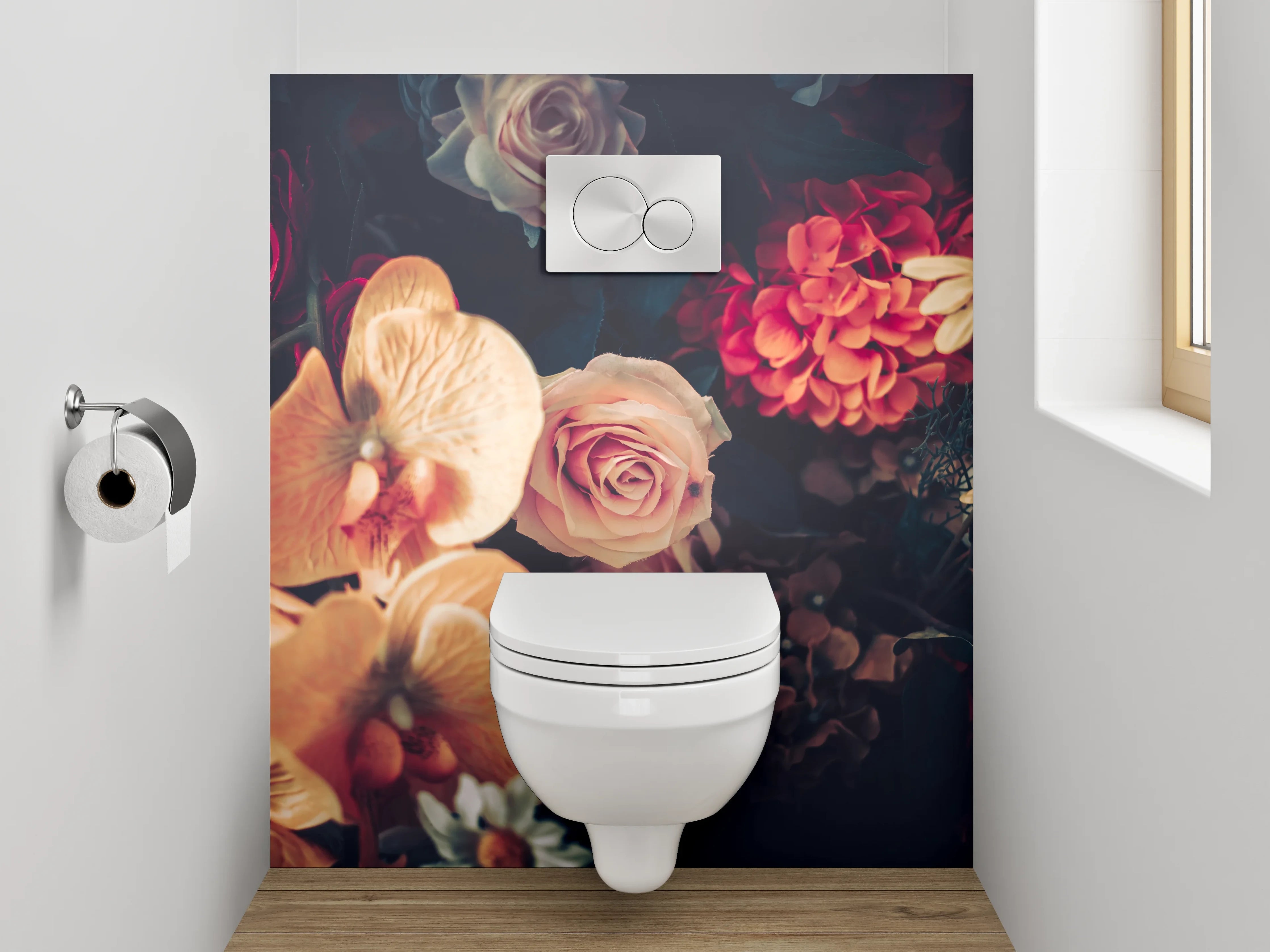 WC-Rückwand - Edle Blumen Komposition Vintage Look