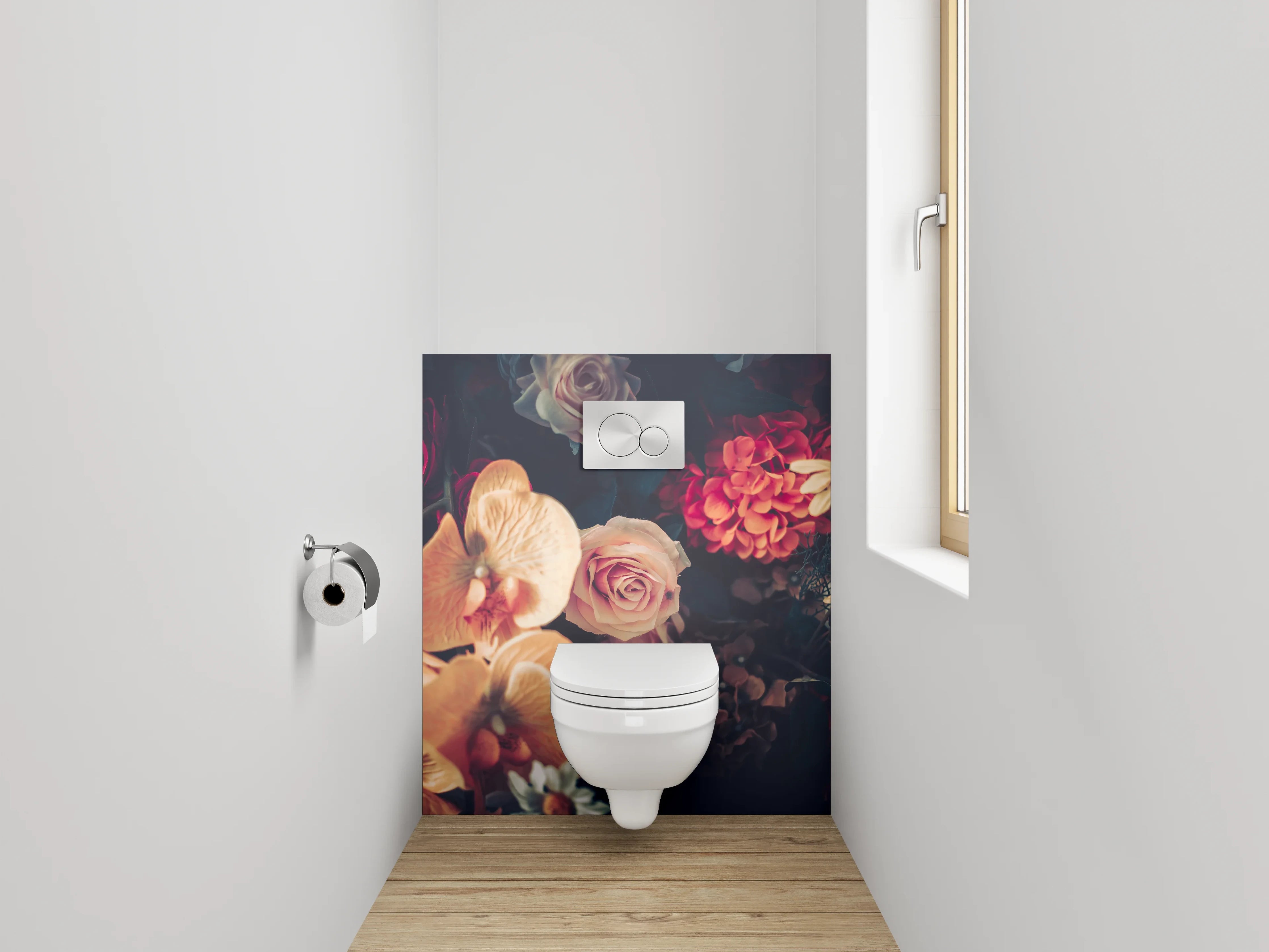 WC-Rückwand - Edle Blumen Komposition Vintage Look