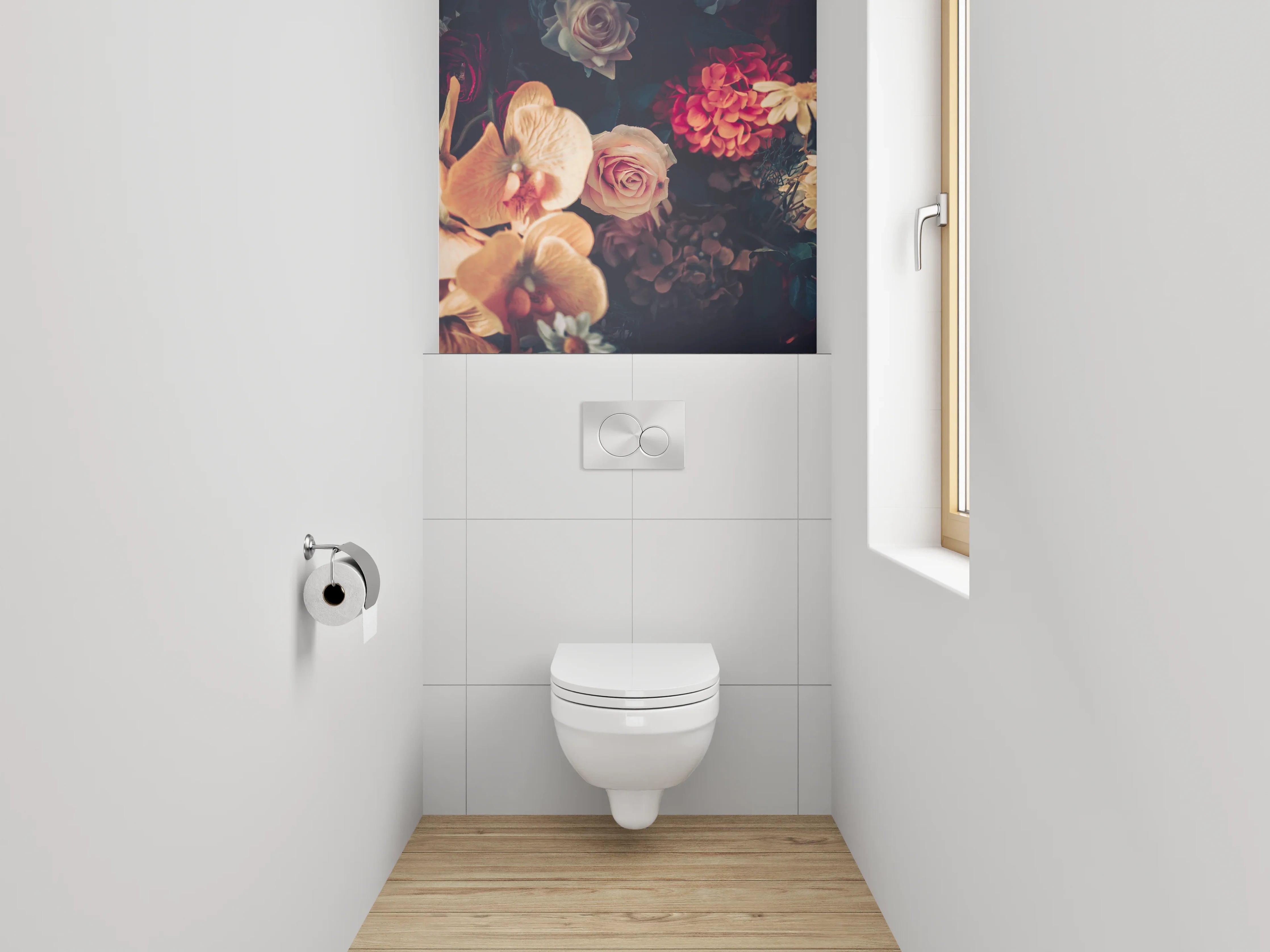 WC-Rückwand - Edle Blumen Komposition Vintage Look
