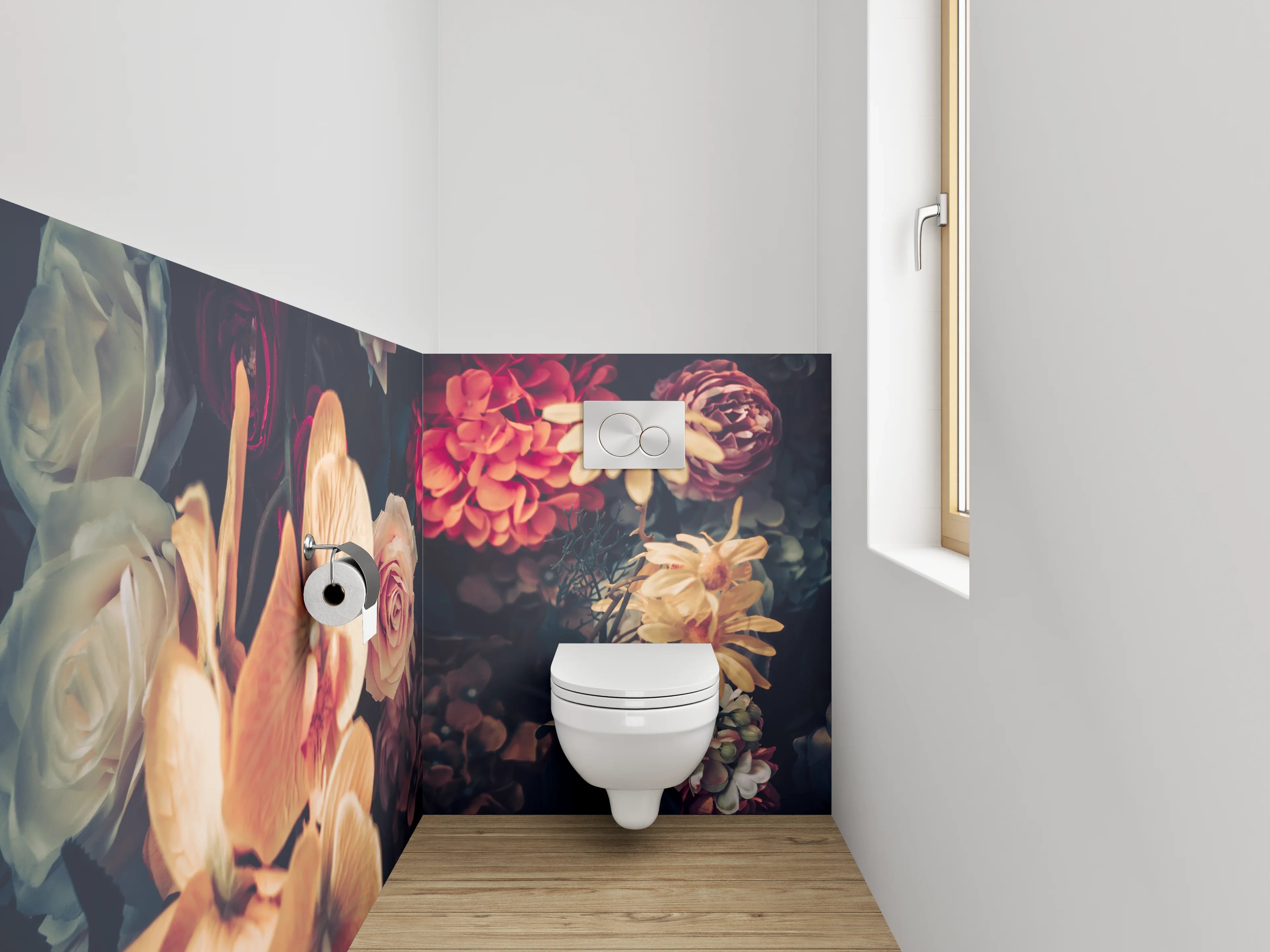 WC-Rückwand - Edle Blumen Komposition Vintage Look