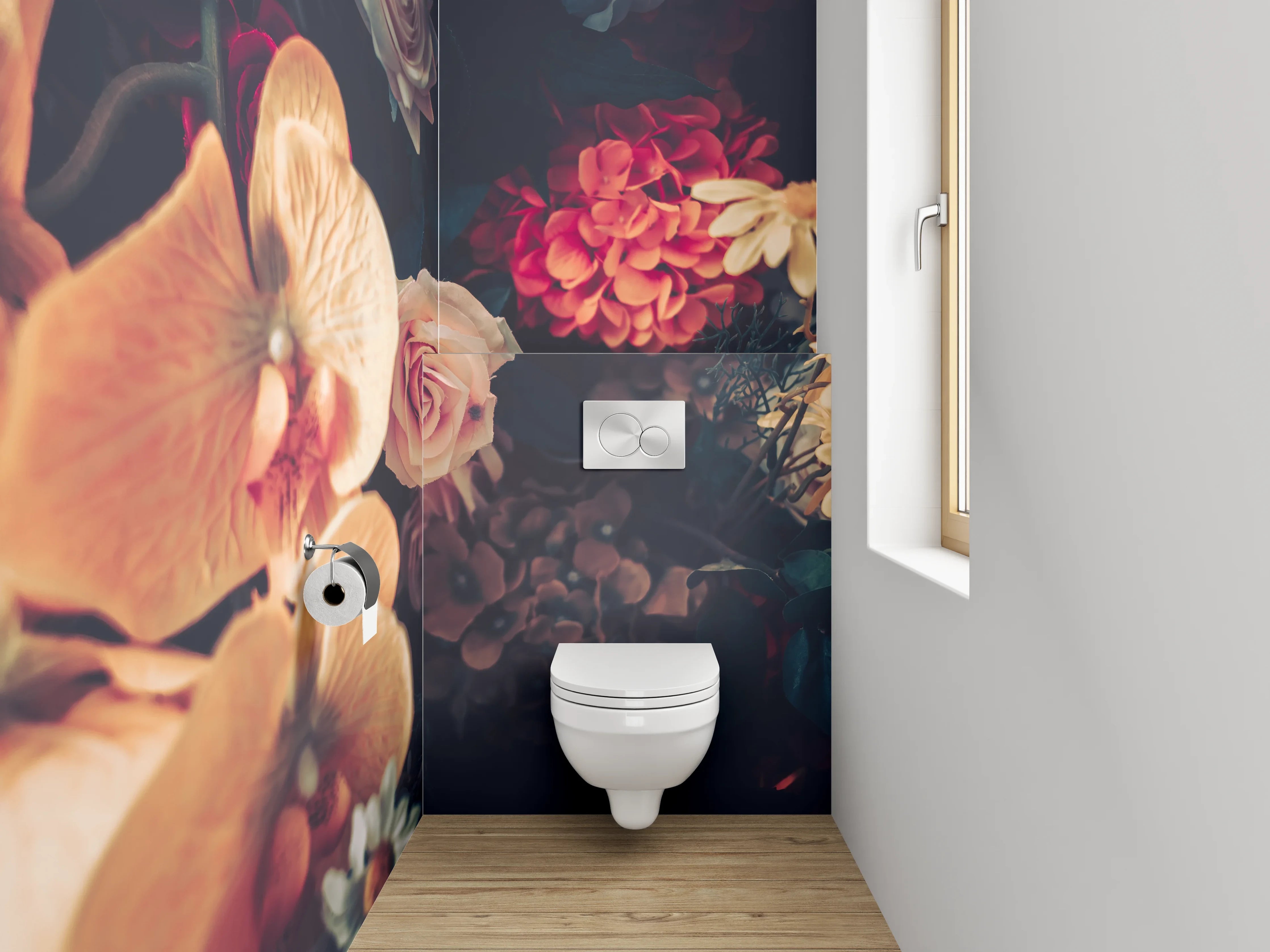WC-Rückwand - Edle Blumen Komposition Vintage Look