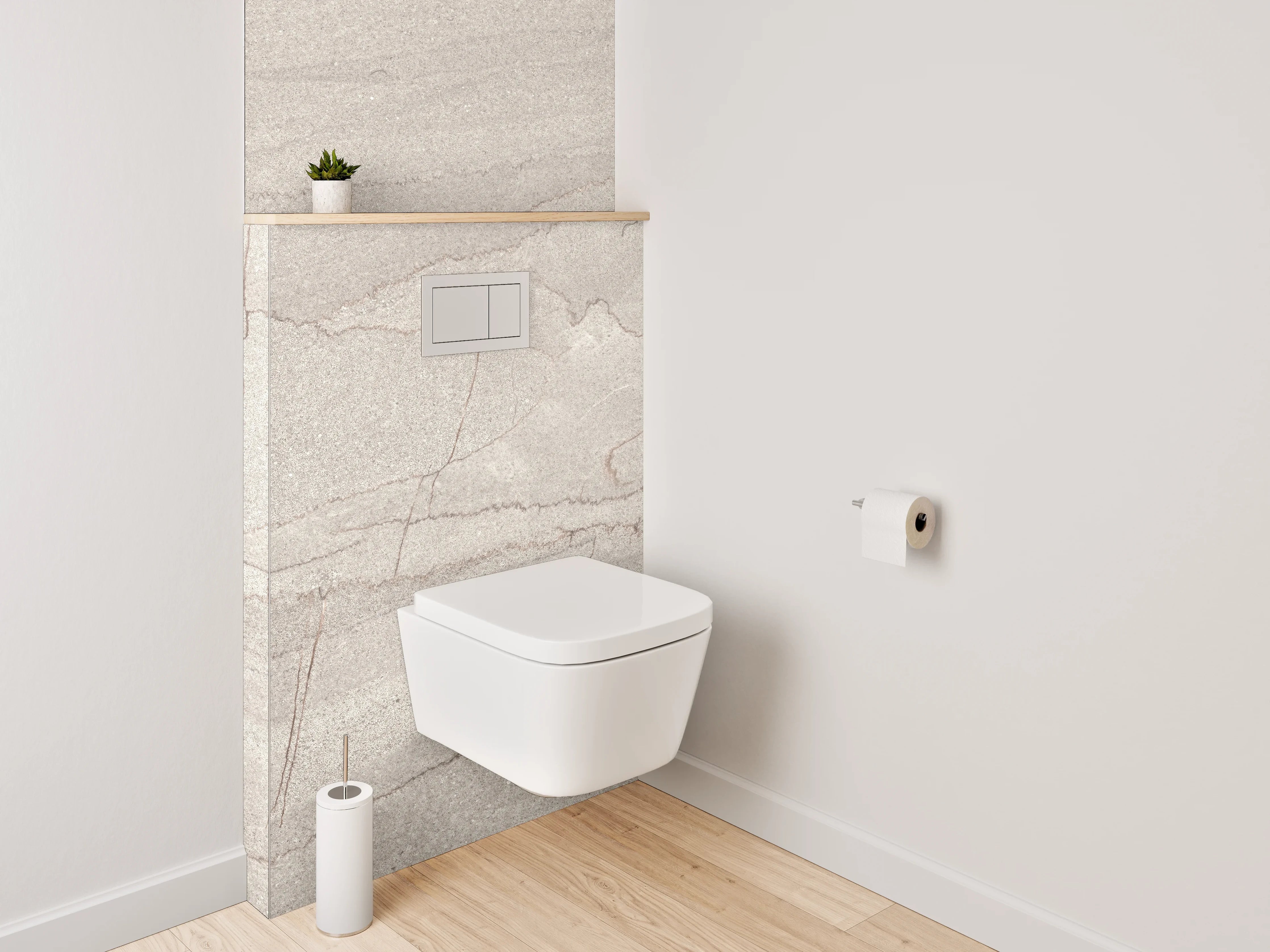 WC-Rückwand - Edle Grauschattierungen auf weißem Marmor