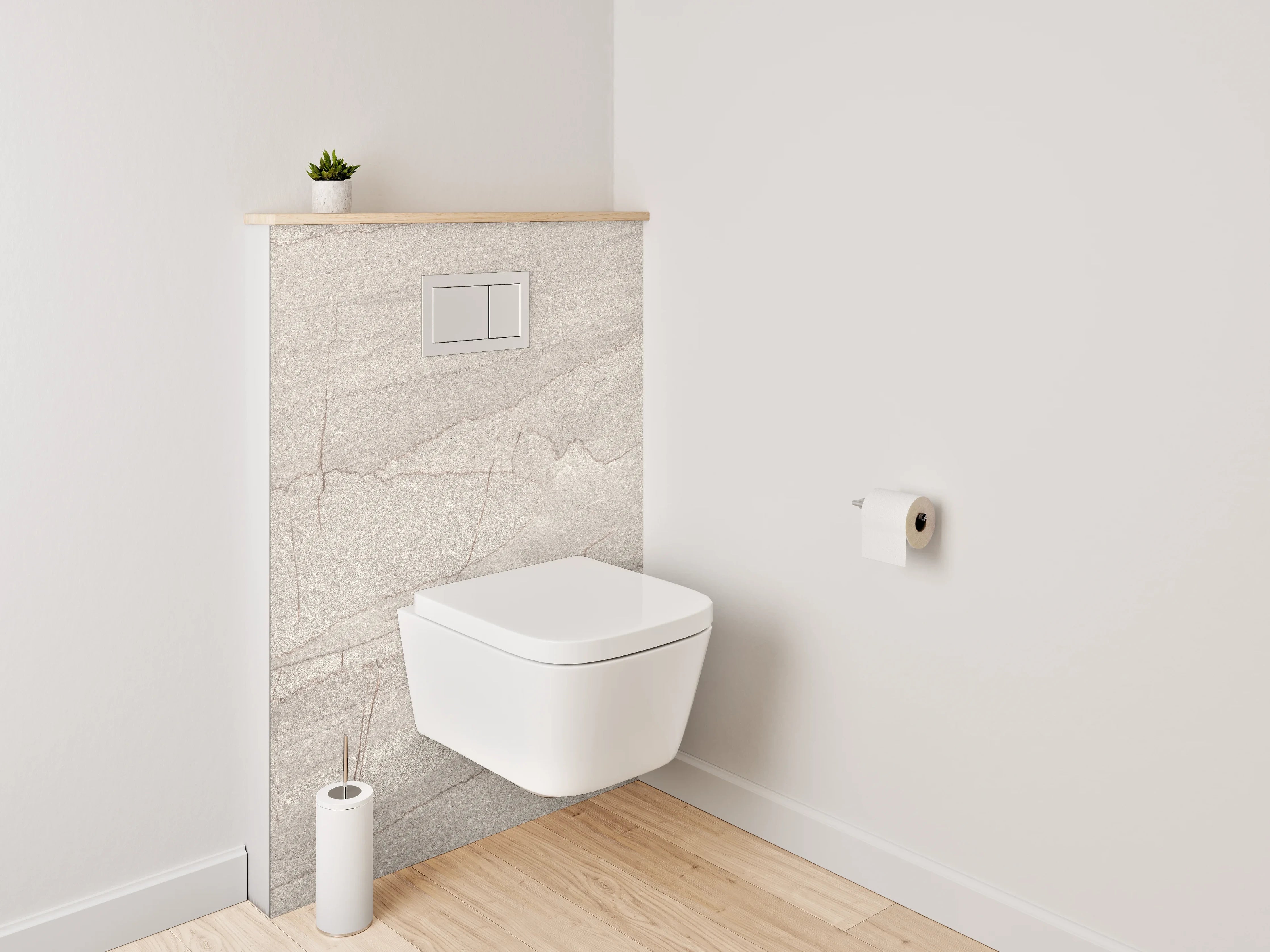 WC-Rückwand - Edle Grauschattierungen auf weißem Marmor