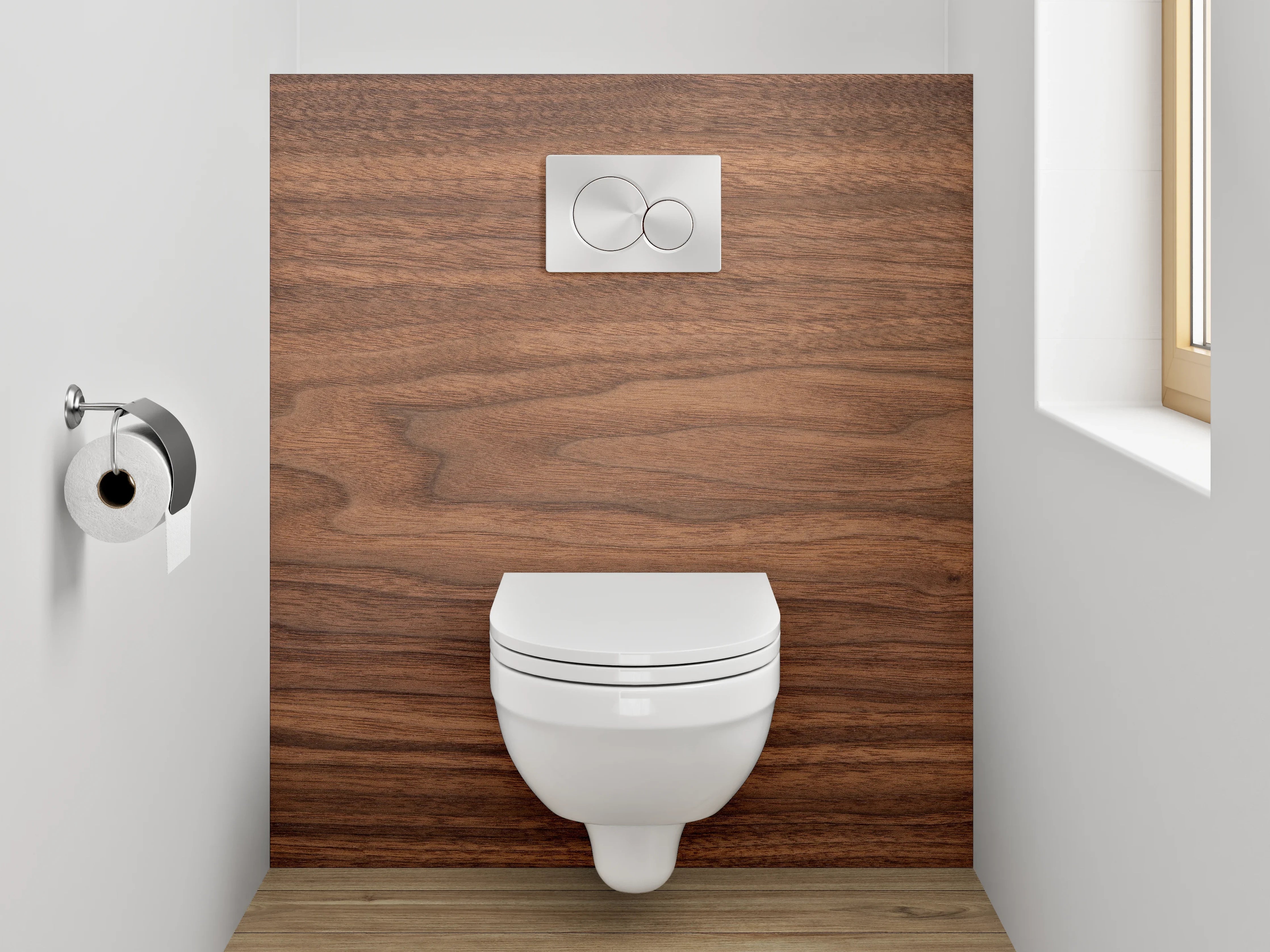 WC-Rückwand - Edle Holzbretter-Verzierung in warmen Brauntönen