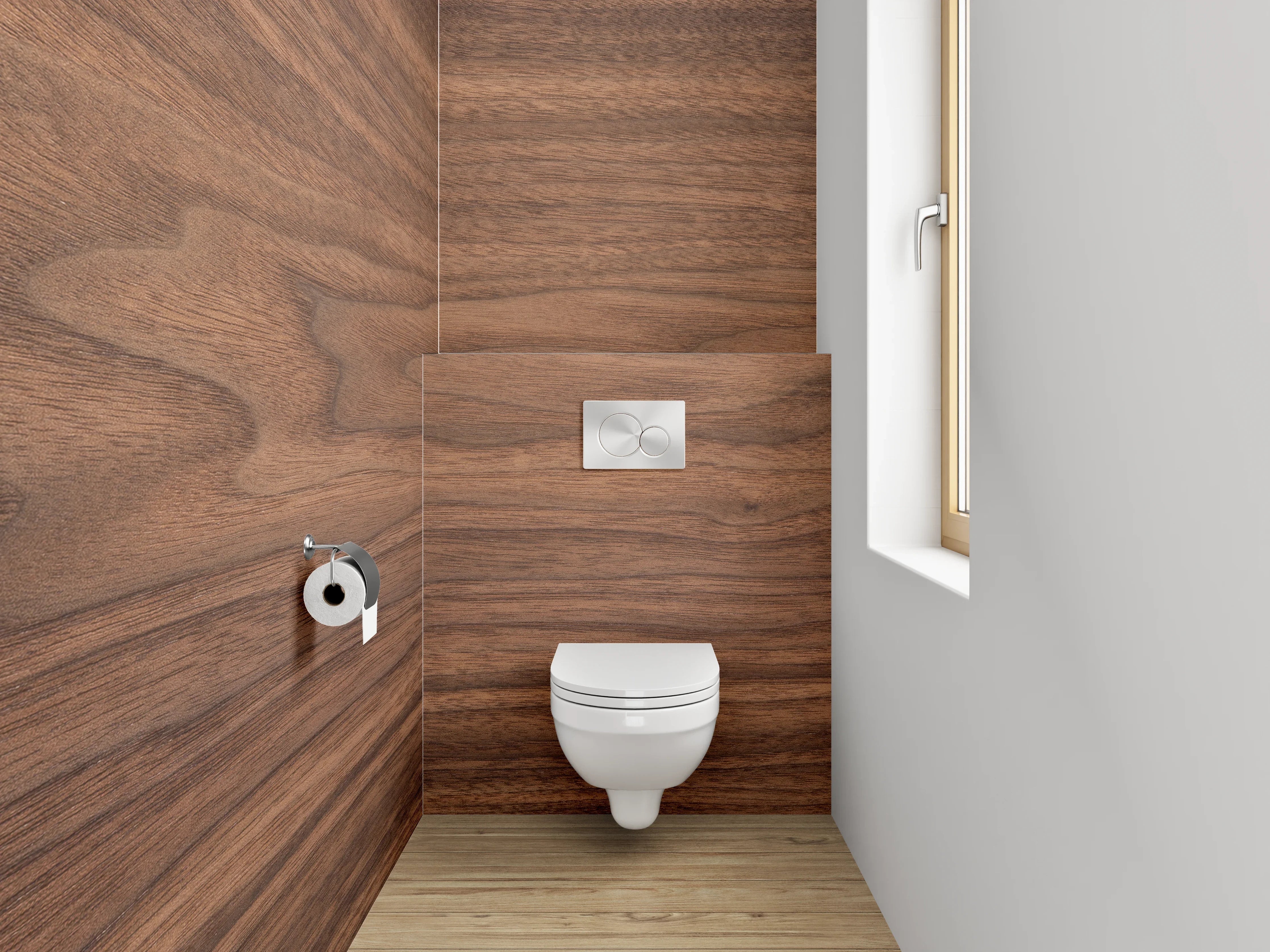 WC-Rückwand - Edle Holzbretter-Verzierung in warmen Brauntönen