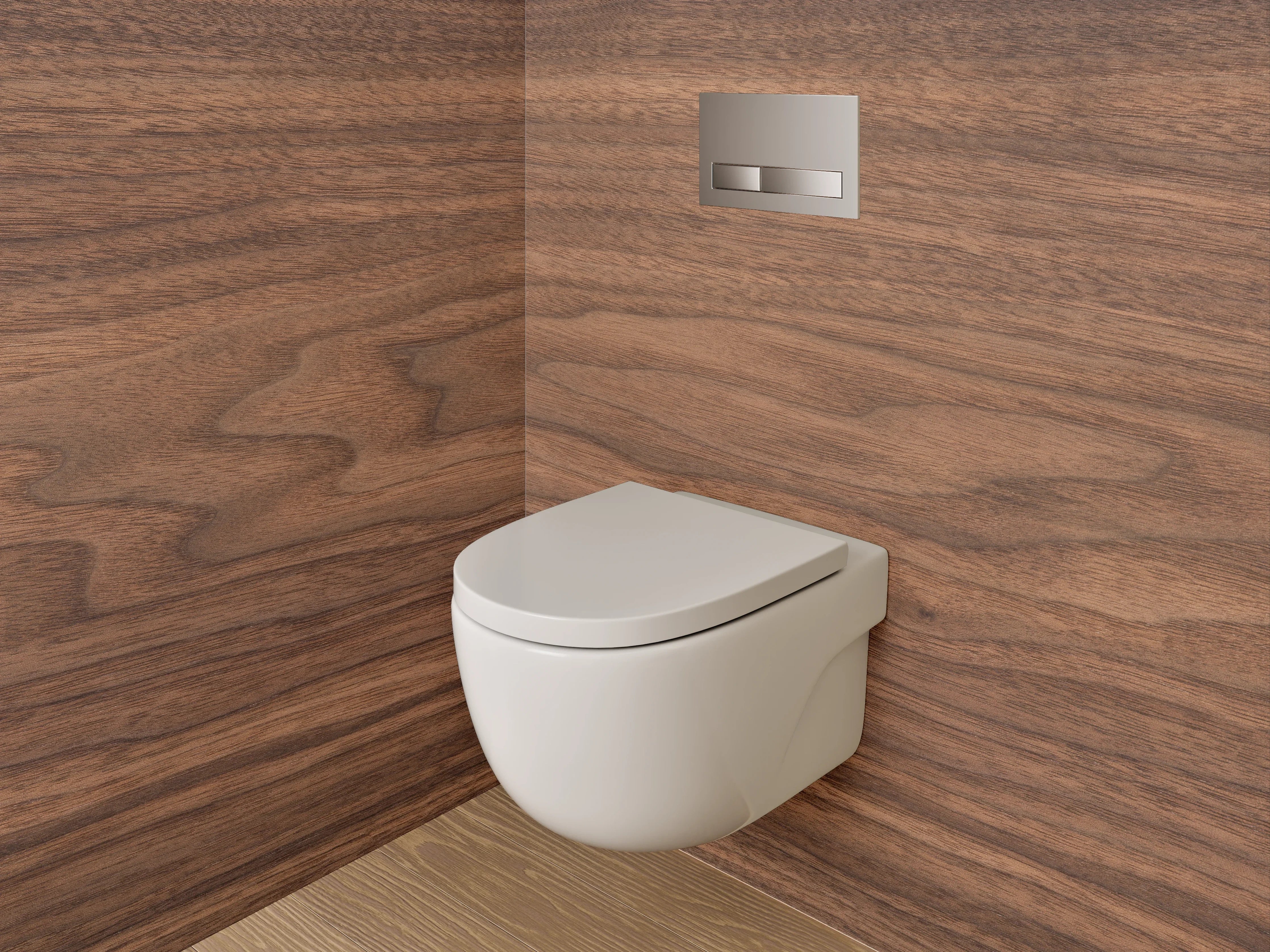 WC-Rückwand - Edle Holzbretter-Verzierung in warmen Brauntönen