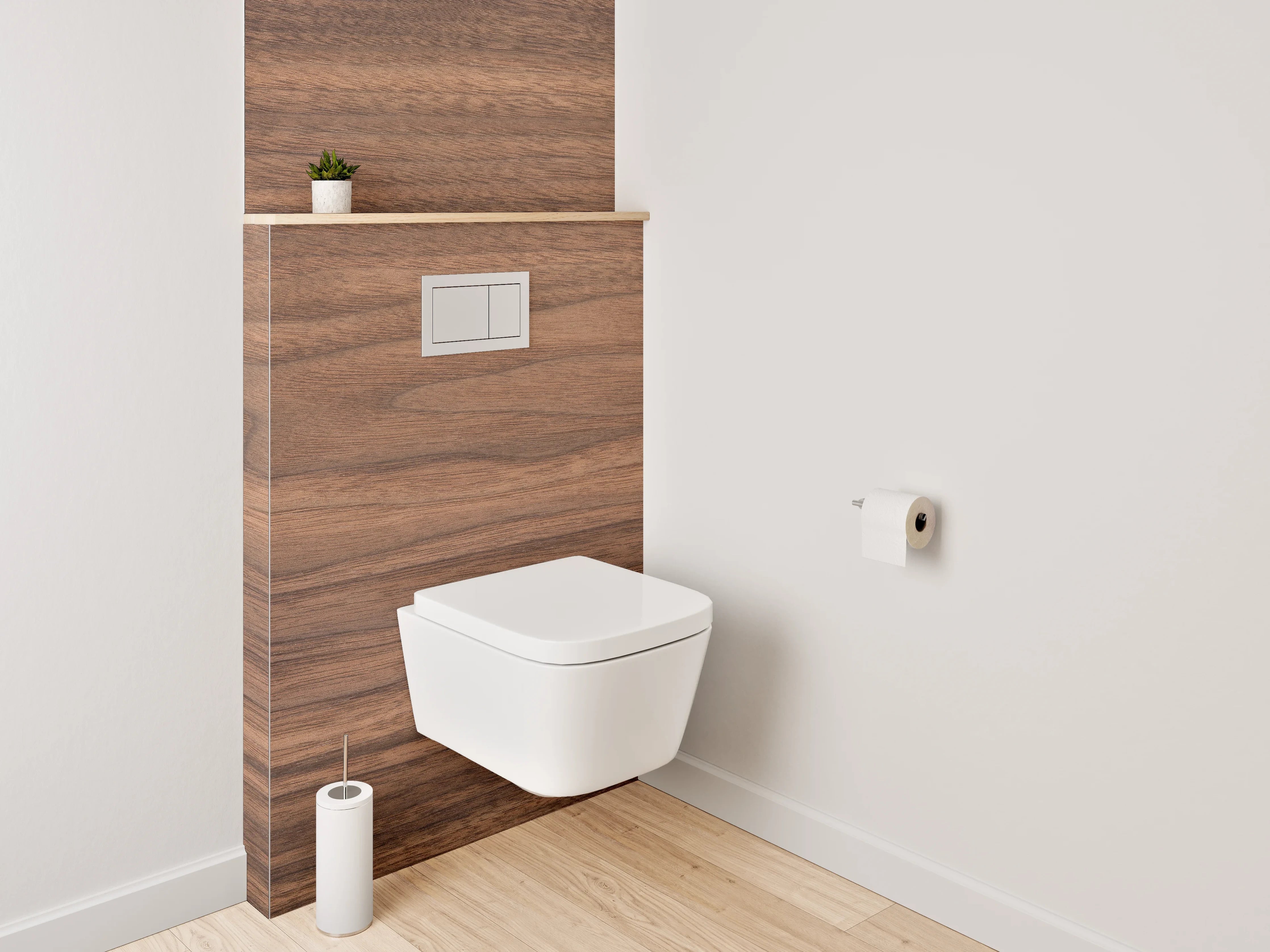 WC-Rückwand - Edle Holzbretter-Verzierung in warmen Brauntönen